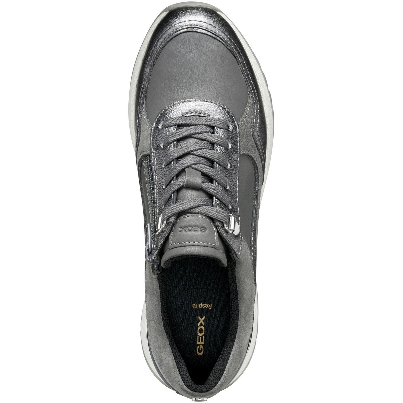 Geox D Desya A Leather Women's Dark Grey/Gun Trainers