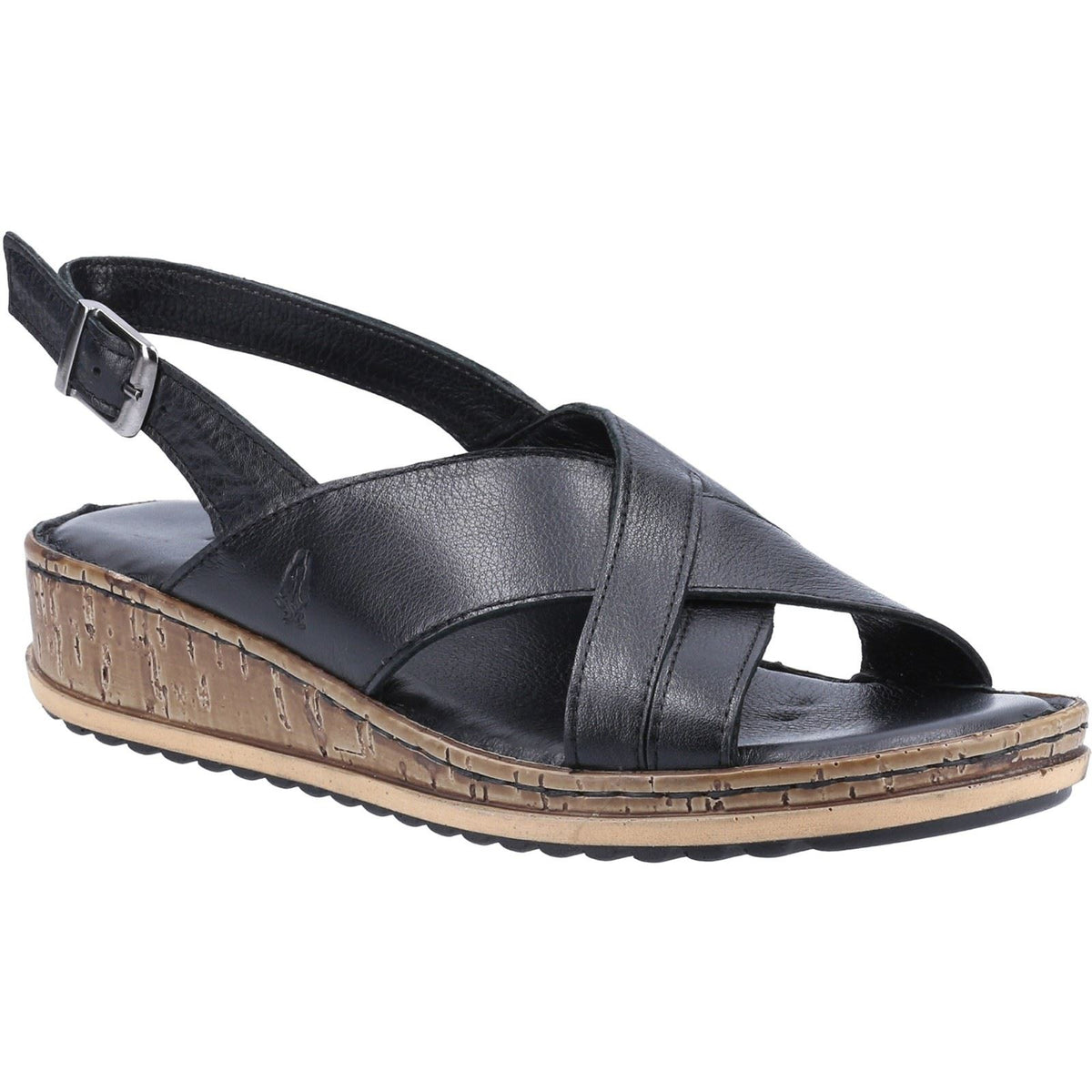 Hush Puppies Elena Leather Women's Black Wedges