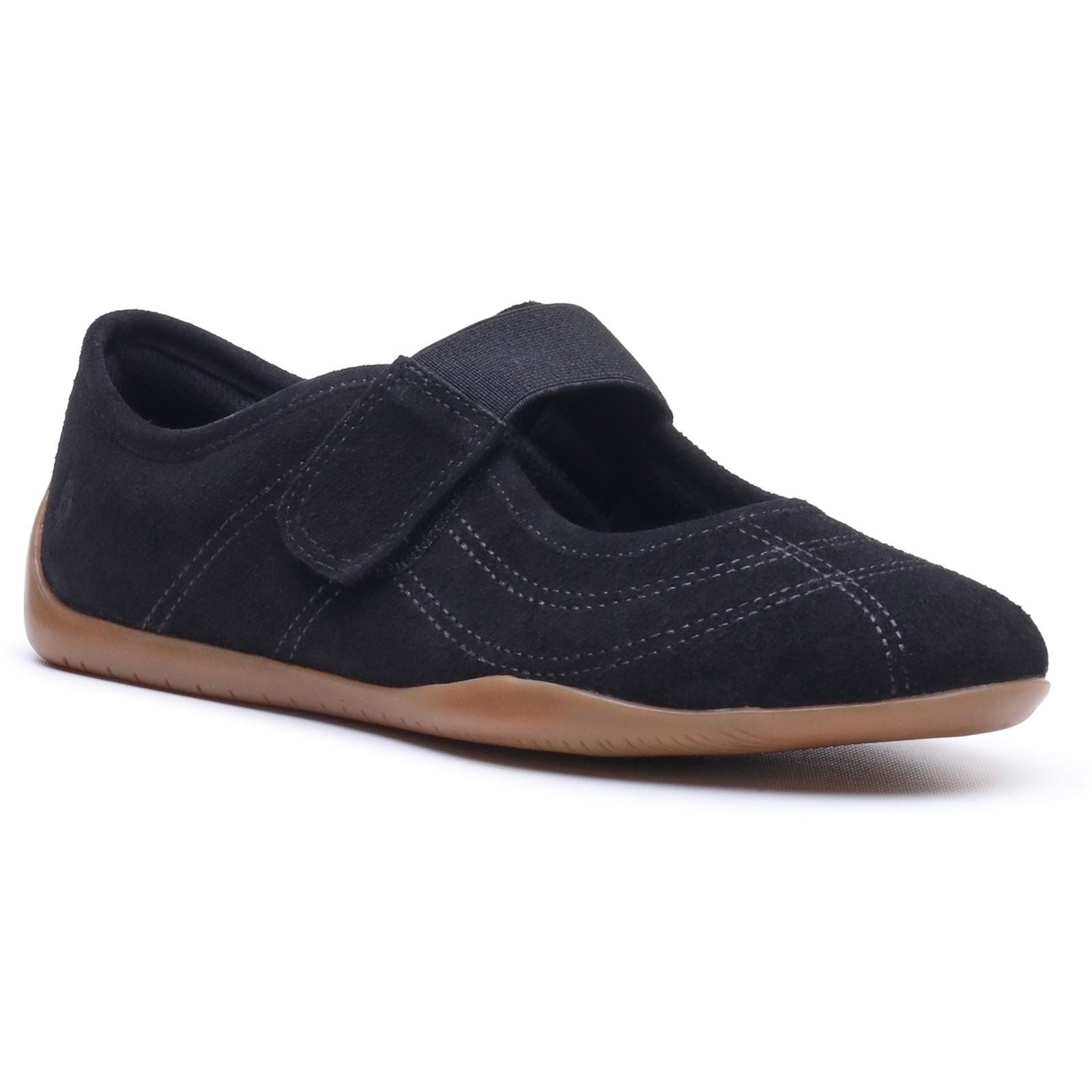 Hush Puppies Juno Suede Sneakerina Leather Women's Black Flats