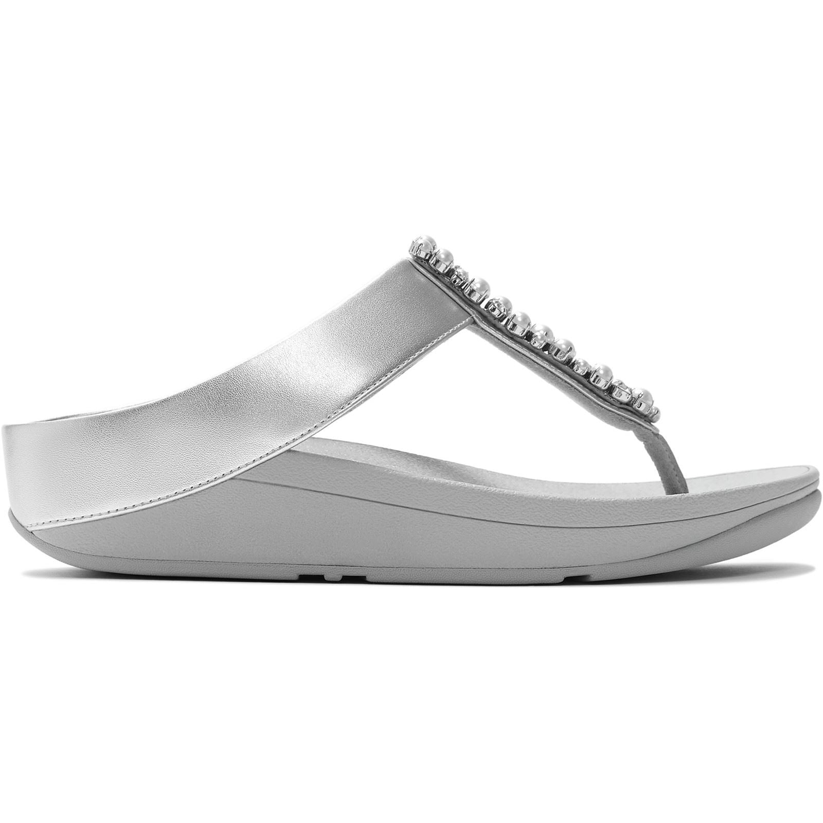 Fitflop Fino Toe-Post Polyurethane Women's Silver Sandals