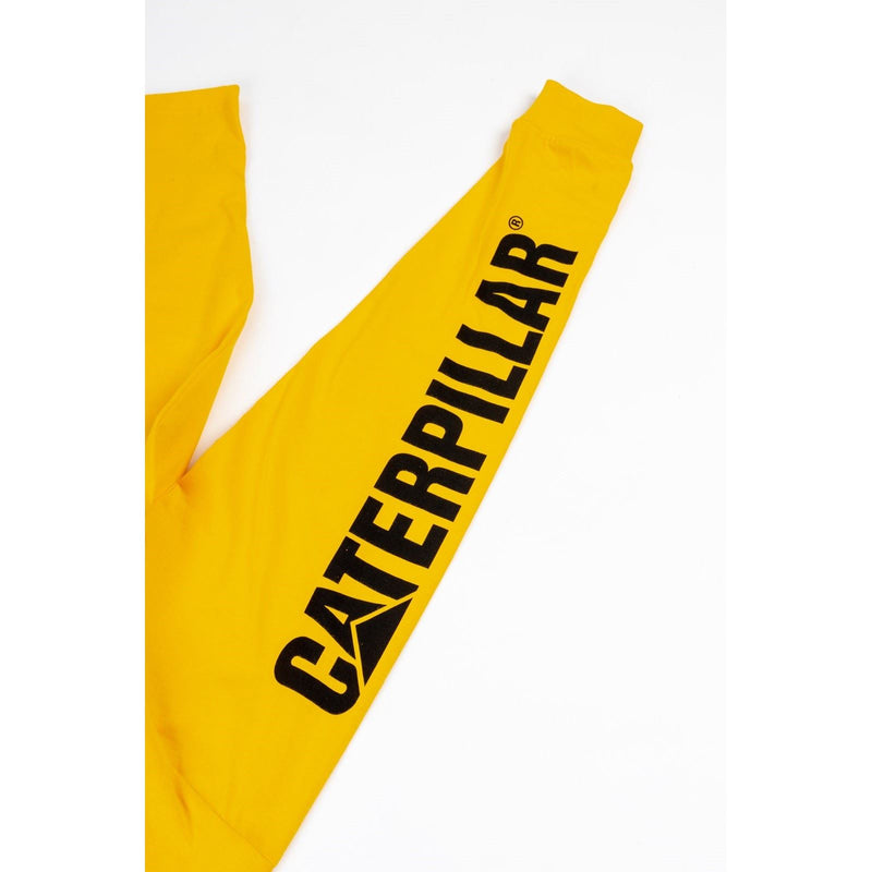 Caterpillar Trademark Banner Long Sleeve Cotton Men's Yellow T-Shirt