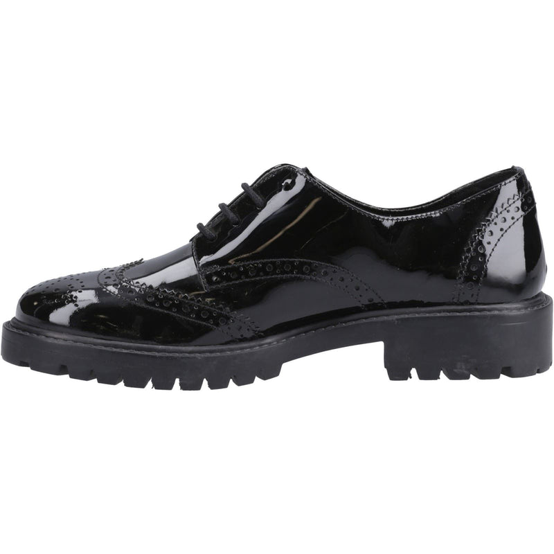 Hush Puppies Athena Patent Leather Youth Girl's Black Brogues