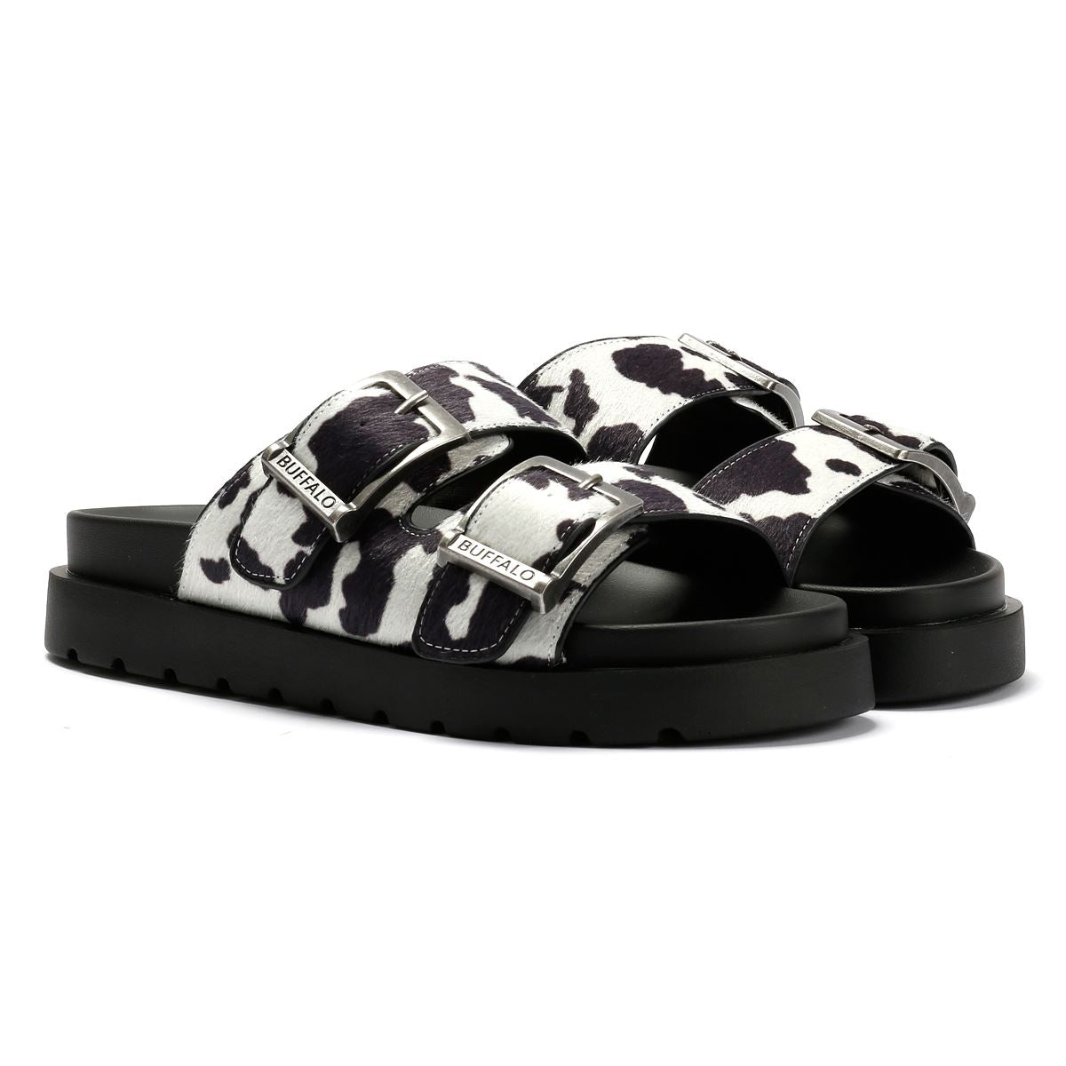 Buffalo Raya Ari Women's Black/White Cow Sandals