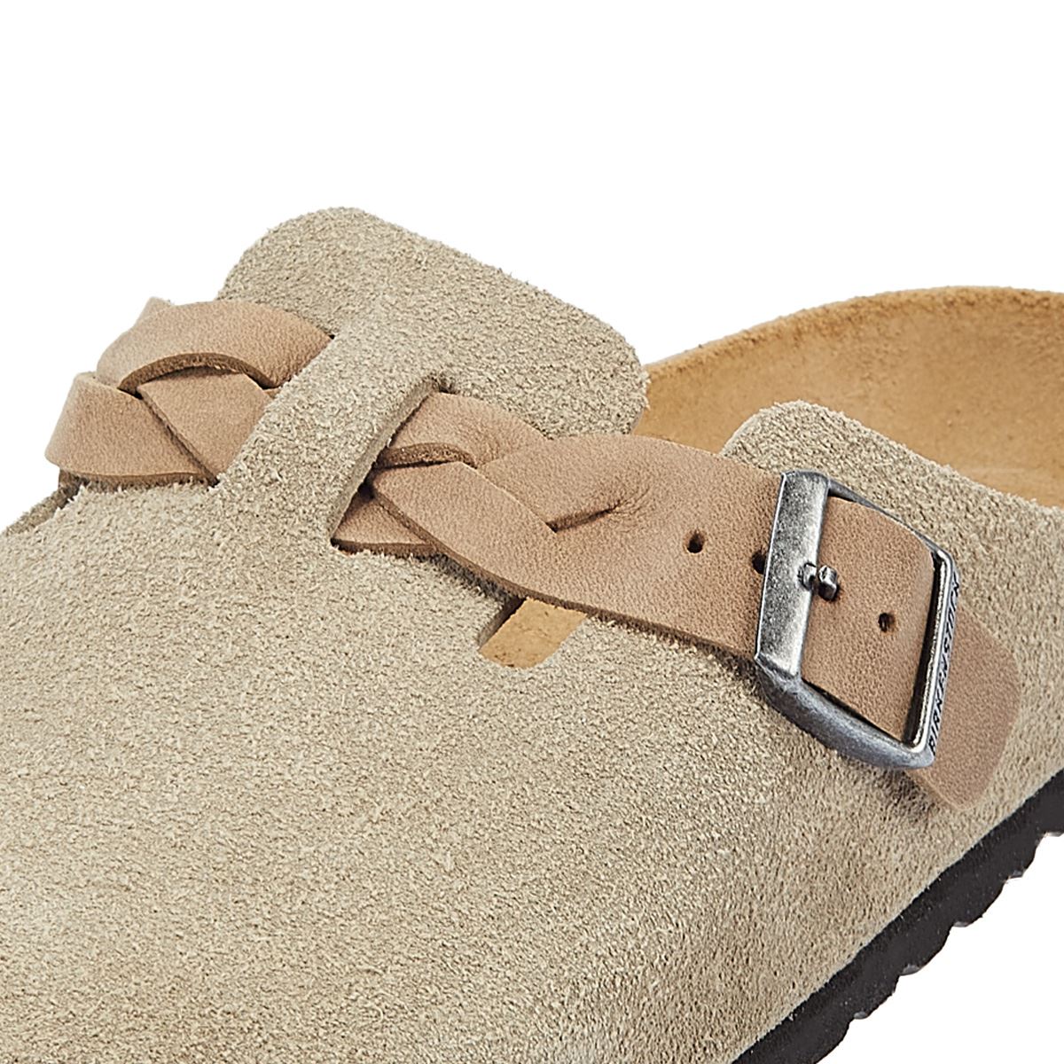 Birkenstock Boston Braided Taupe Suede Regular Clogs