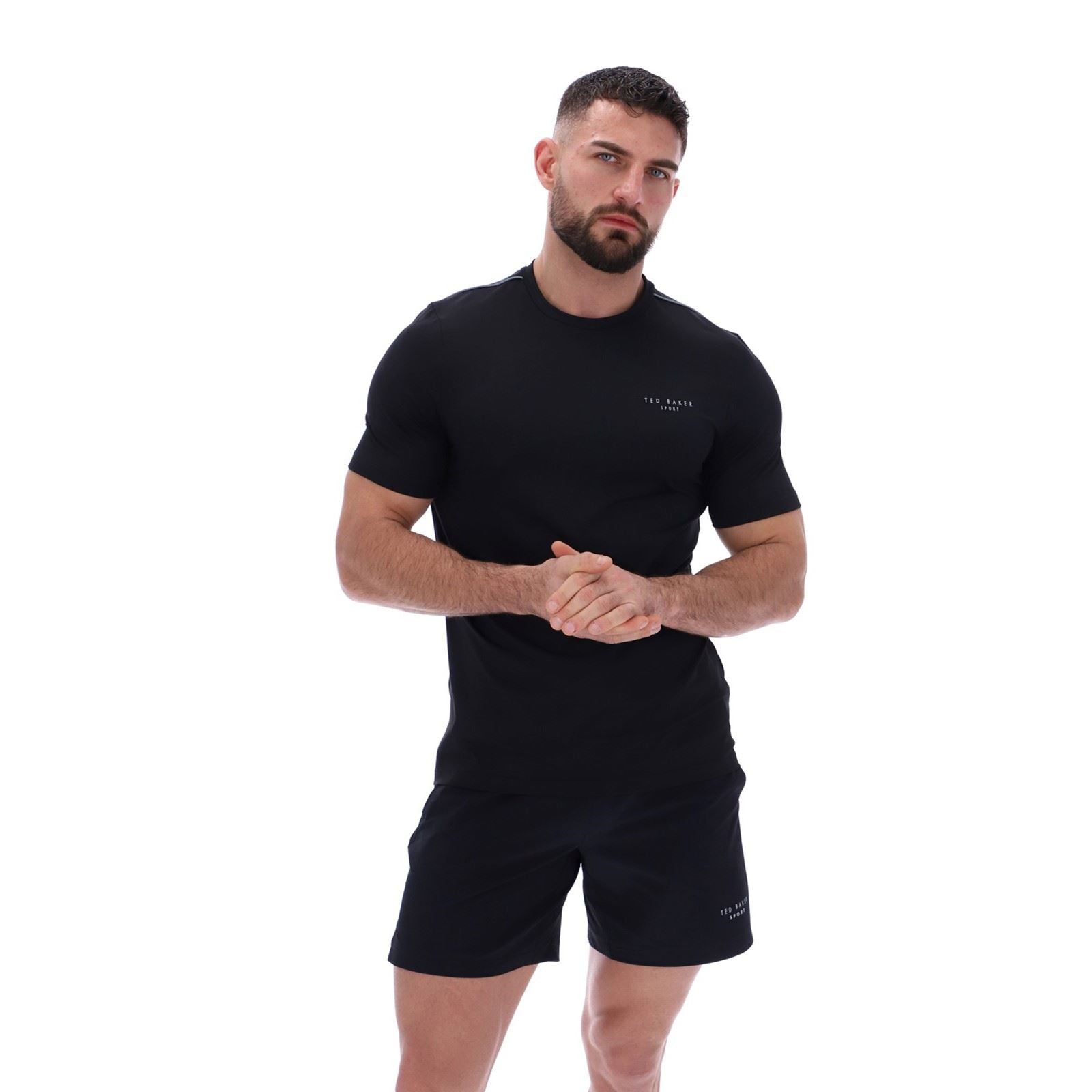 Ted Baker SAM TBMTS2635 Polyester Men's Black Activewear T-Shirts