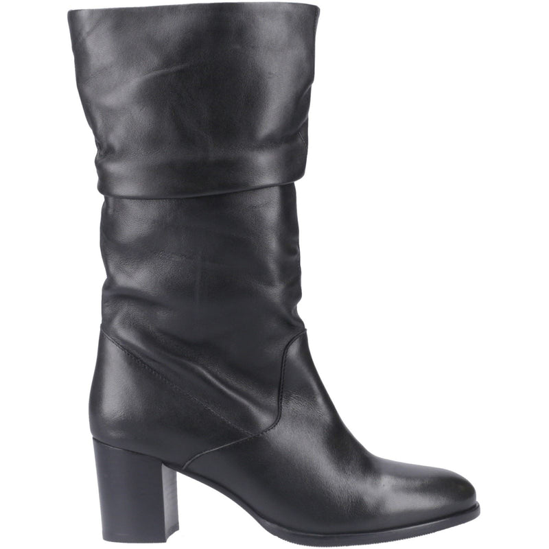 Hush Puppies Cosima Leather Women's Black Leather Heeled Knee High Boots