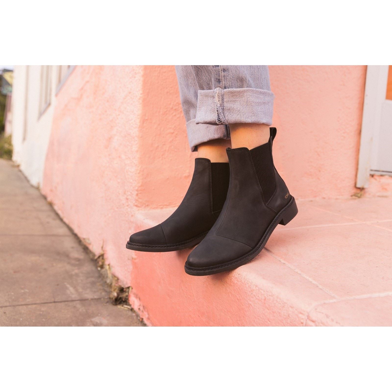 TOMS Charlie Leather Women's Black Boots