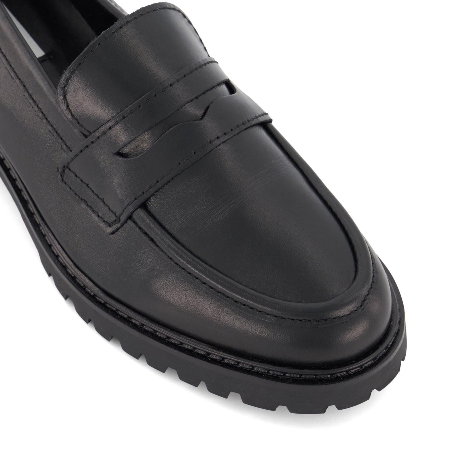Dune Gild Leather Women's Black Loafers