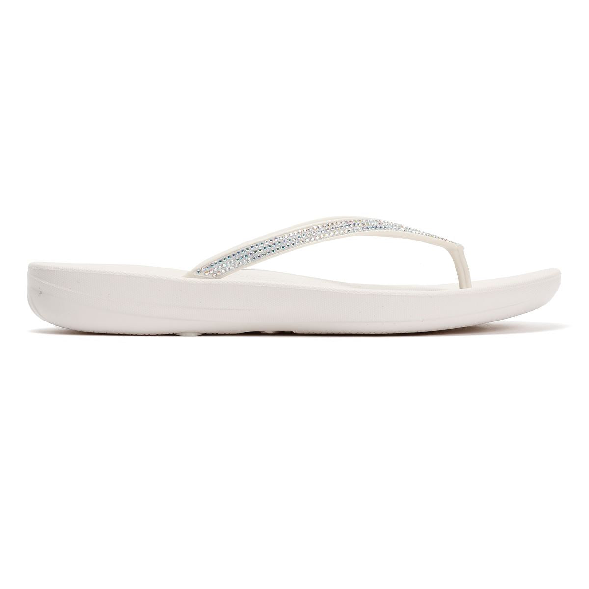 FitFlop Iqushion Sparkle Women's Urban White Flip Flops