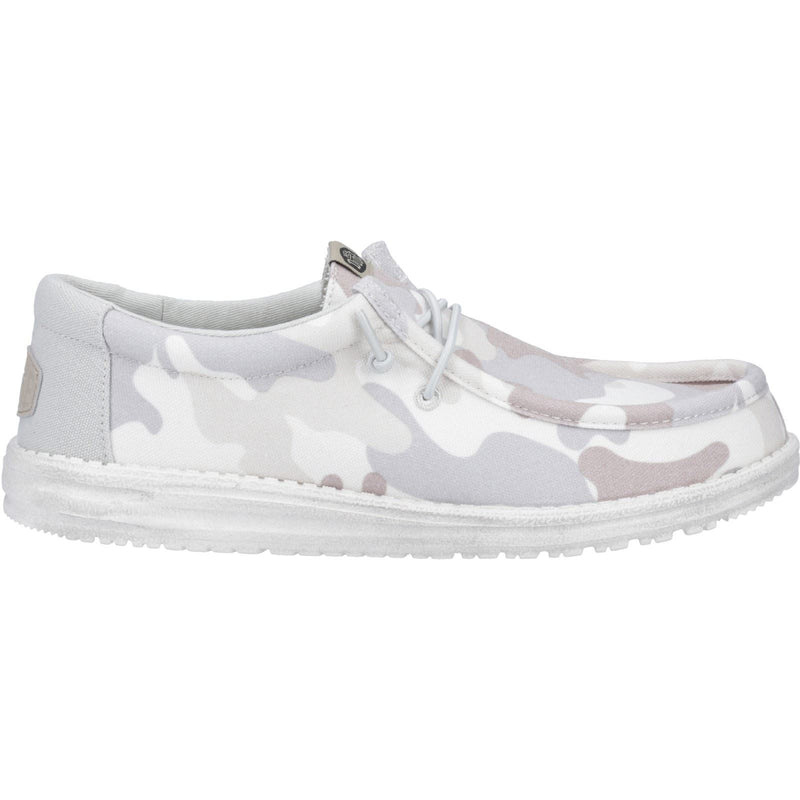 HEYDUDE Wally Washed Camo Synthetic Men's Greyscale Desert Camo Boat Shoes