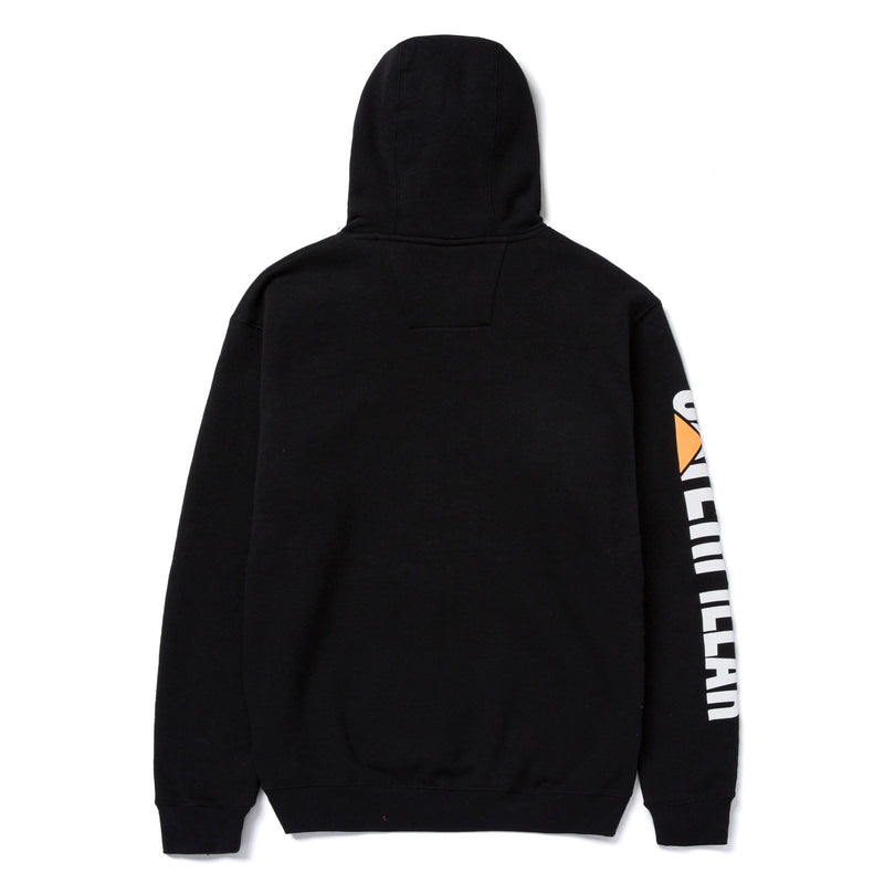 Caterpillar Trademark Banner Cotton Men's Black Hooded Sweatshirt