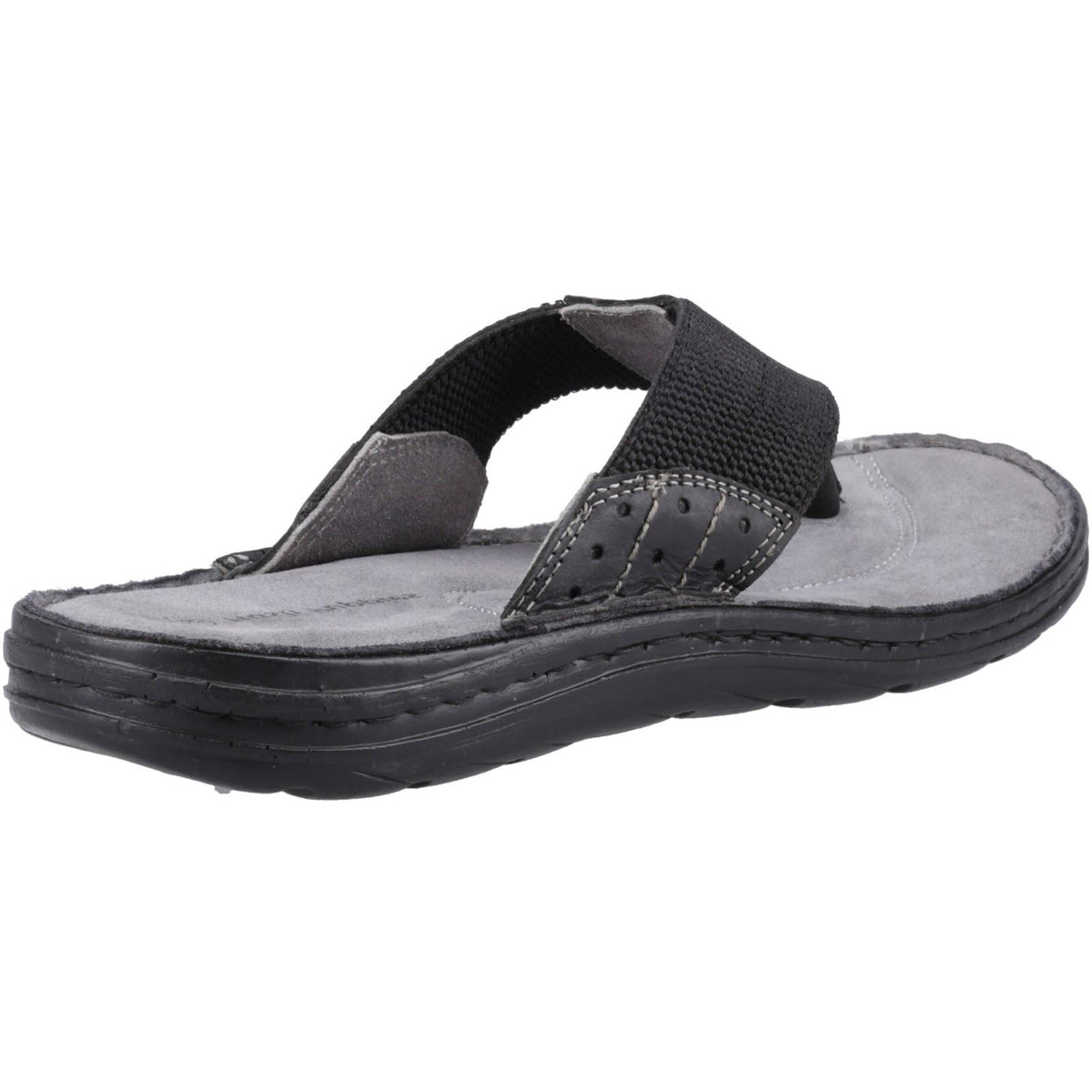 Hush Puppies Alan Toepost Leather Men's Black Flip Flops