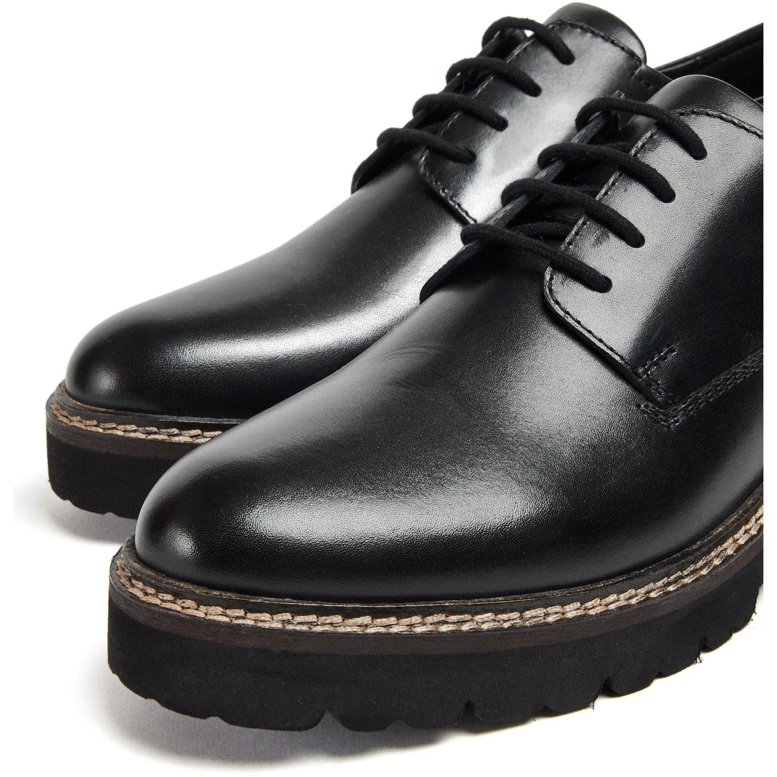 Pod Kris Leather Women's Black Derby Shoes