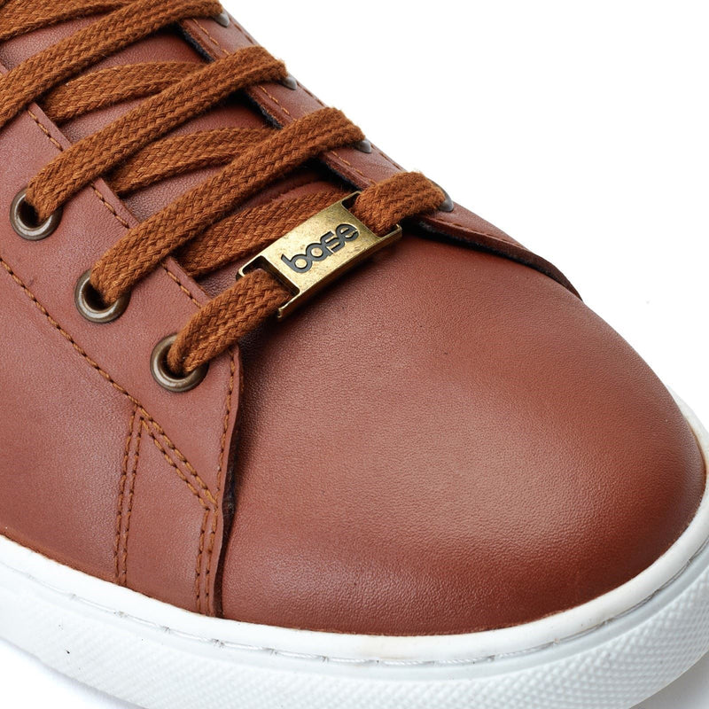 Base London Tucker Leather Men's Burnt Tan Trainers