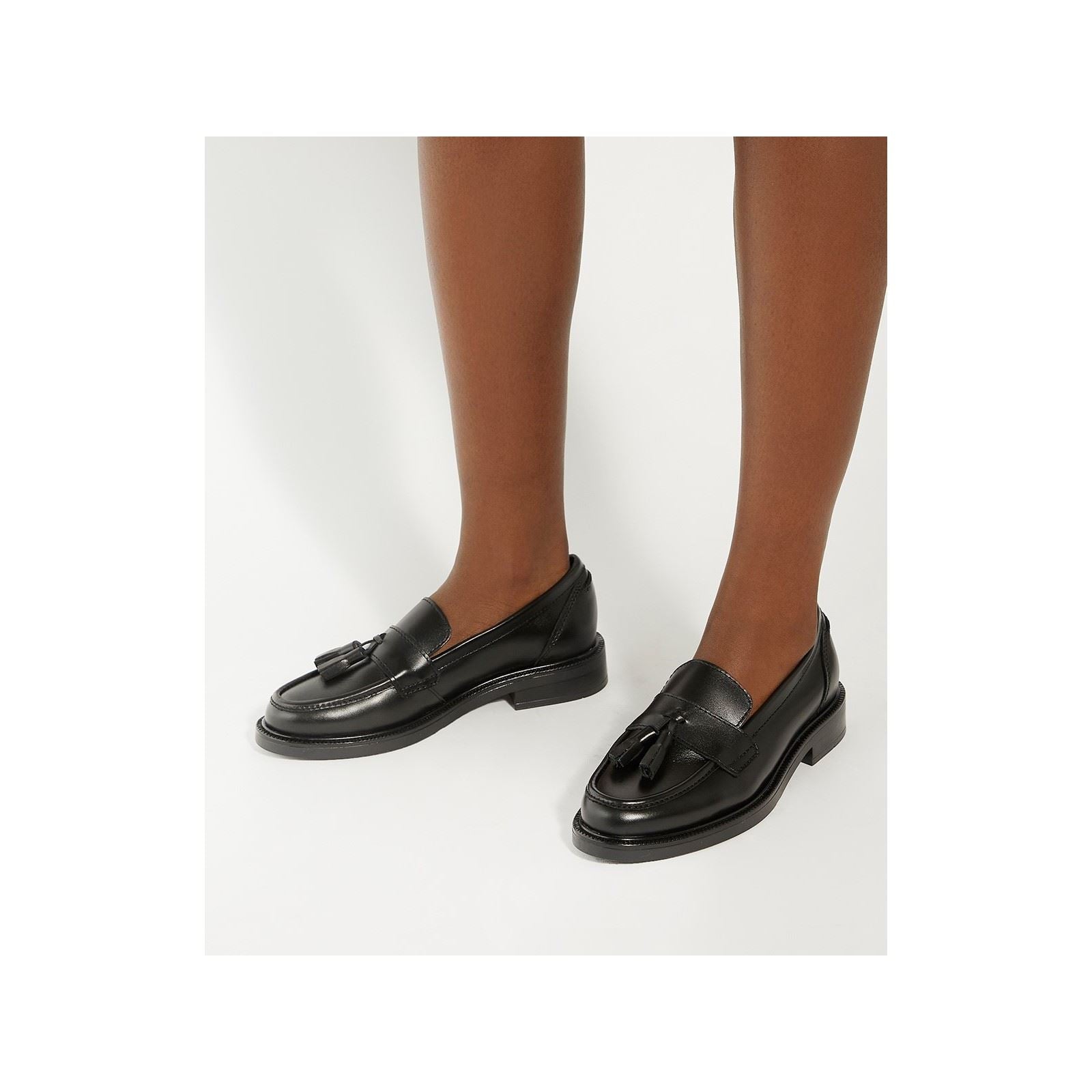 Dune Garda Leather Women's Black Loafers