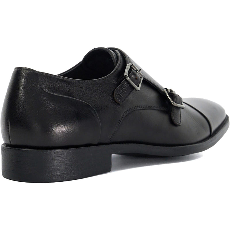 Dune Satchin Leather Men's Black Double Monk Shoes