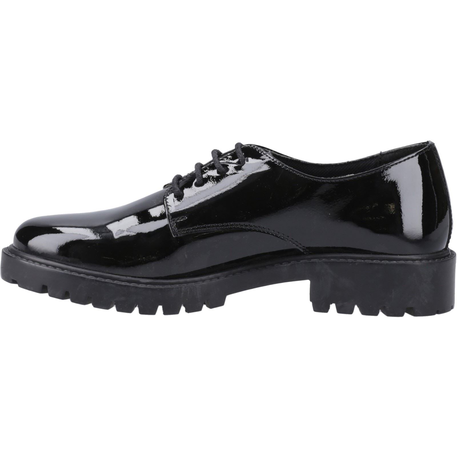 Hush Puppies Aubrey Leather Youth Girl's Black Derby Shoes