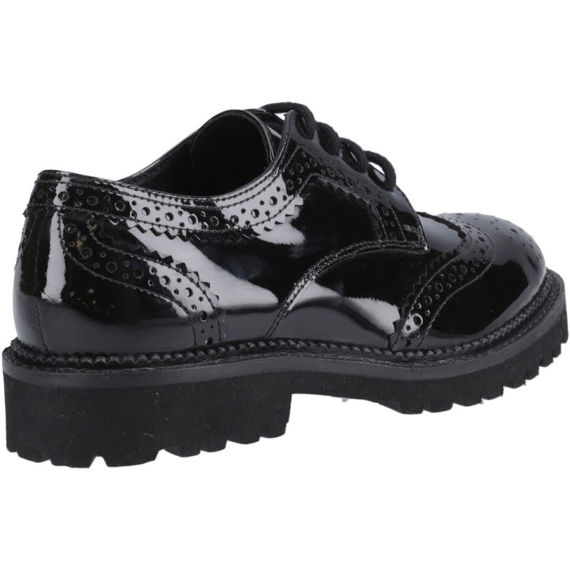 Hush Puppies Gabi Lace Up Patent Leather Youth Girl's Black Brogues