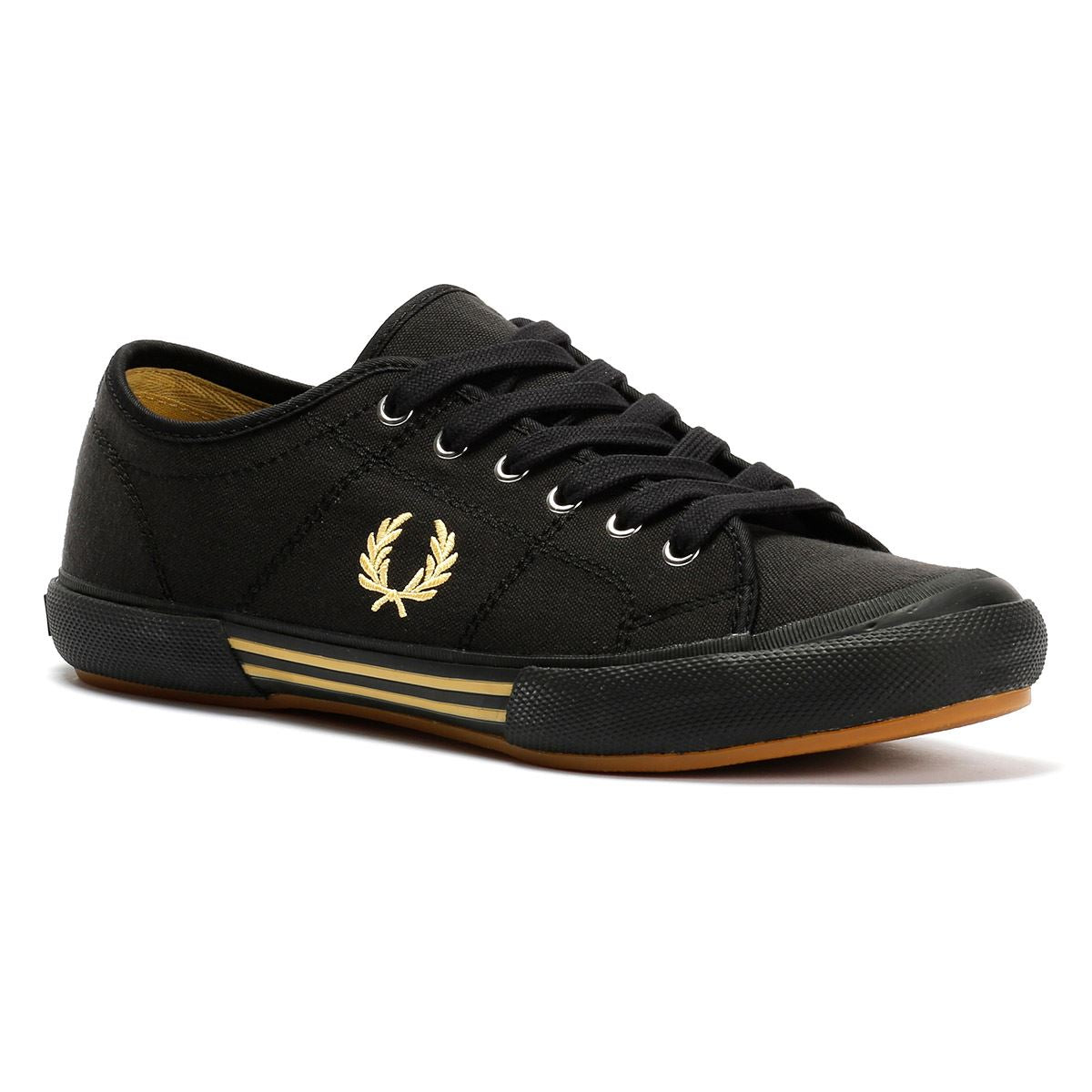 Fred Perry B708 Vintage Tennis Canvas Men's Black/Champagne Trainers