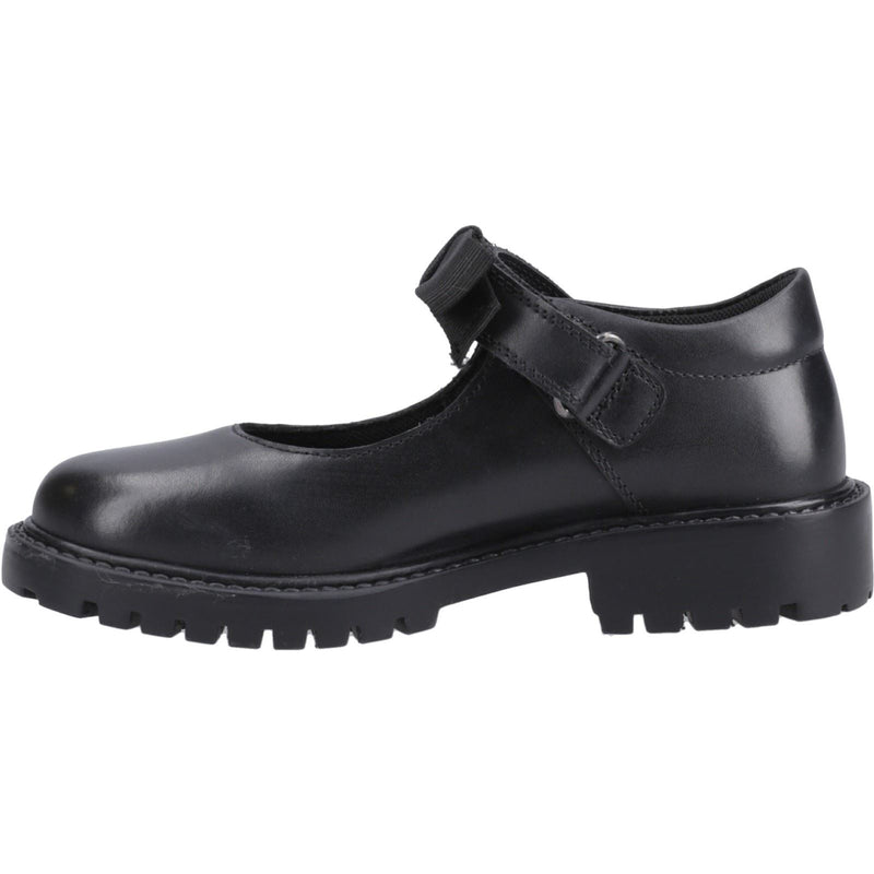 Hush Puppies Astrid Bow Leather Youth Girl's Black Shoes