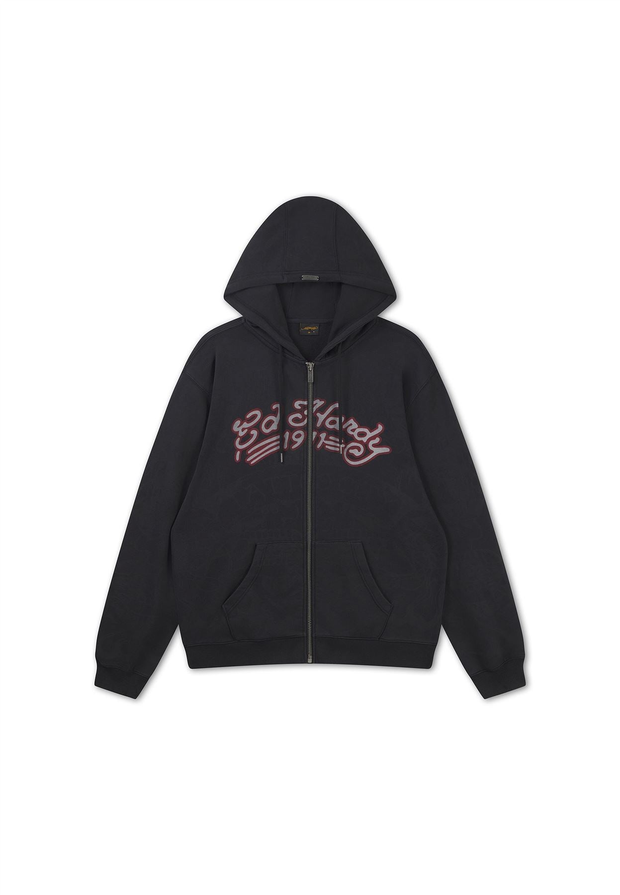 Ed Hardy Shadow Eagle Graphic Relaxed Zip Thru Men's Black Hoodie