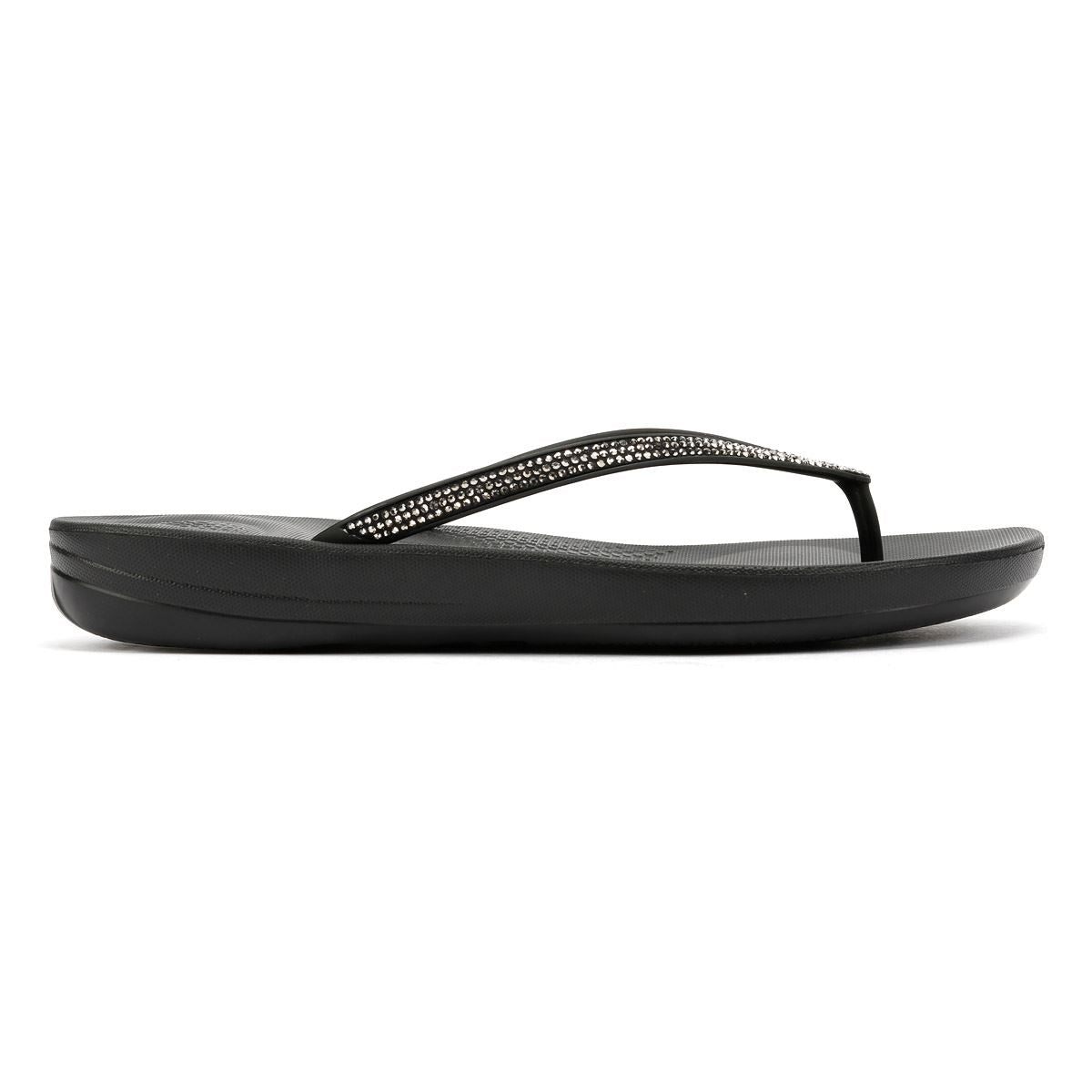 FitFlop Iqushion Sparkle Rubber Women's Black Flip Flops