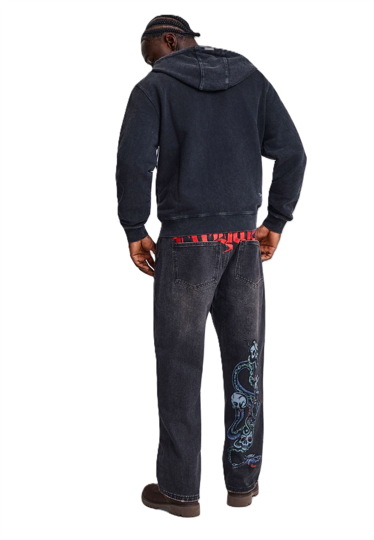 Ed Hardy Serpent Skull Graphic Washed Men's Black Jeans