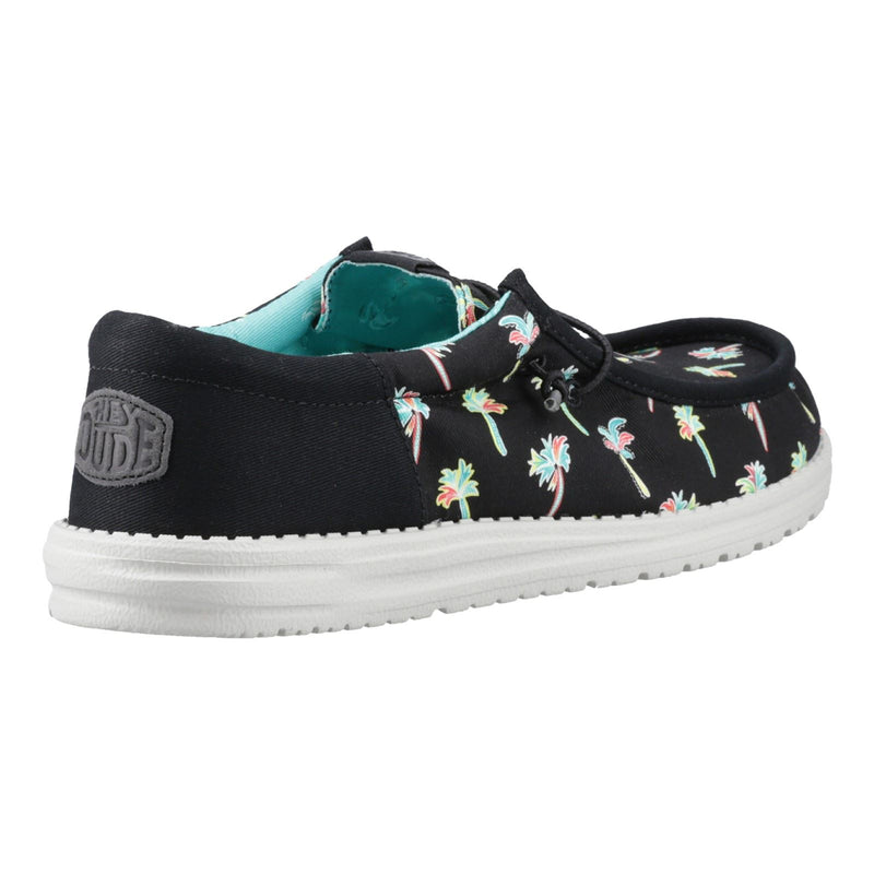 HEYDUDE Wally Funk Party Palm Cotton Men's Black/Multi Moccasins Shoes