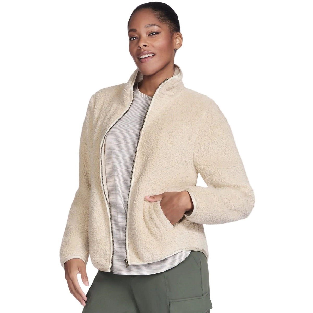 Skechers Skech-Sherpa Jacket Women's Natural Fleece Jackets