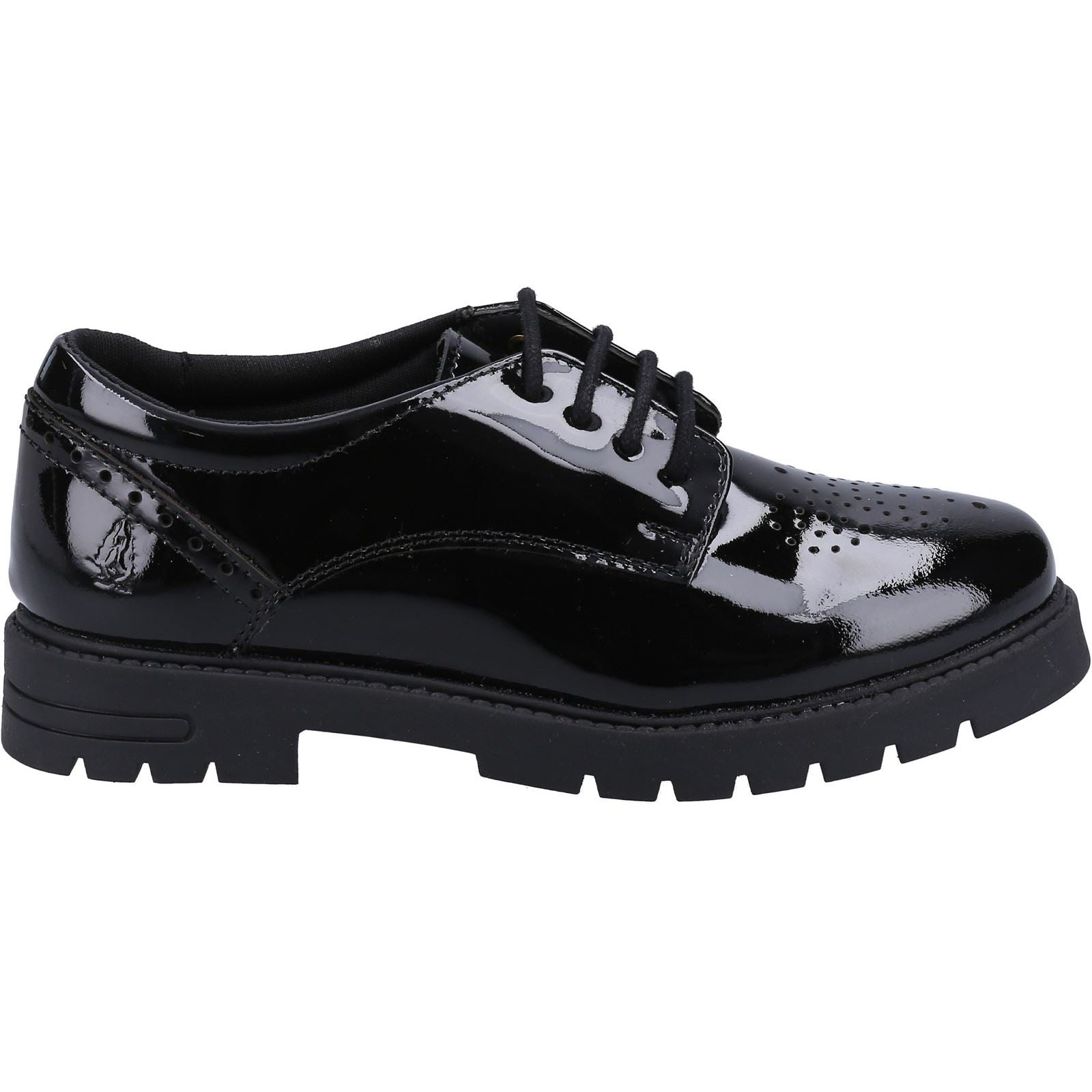 Hush Puppies Jayne Patent Leather Youth Girl's Black Lace-Up Shoes