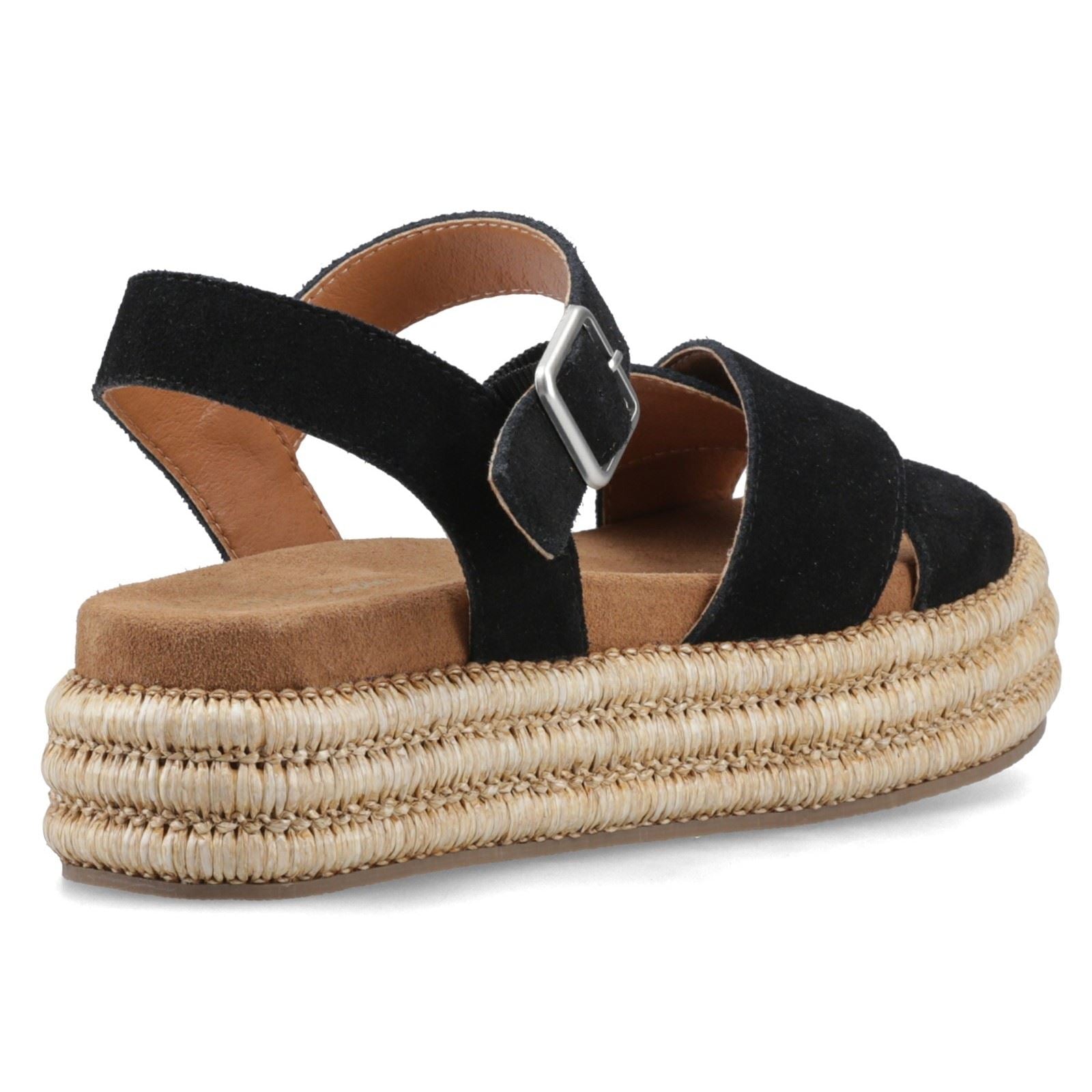 Hush Puppies Rosa Rafia Sandal Leather Women's Black Sandals