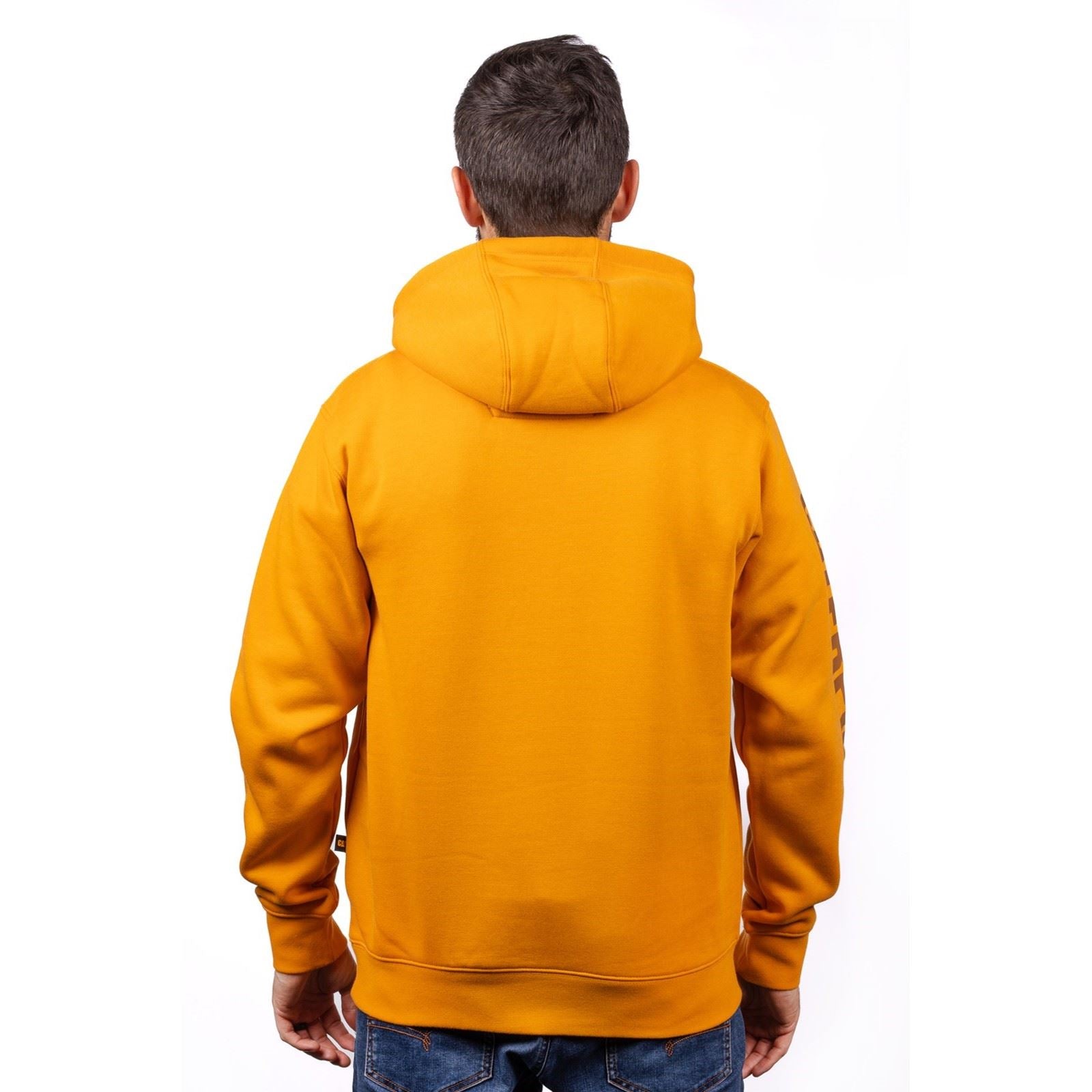 Caterpillar Trademark Banner Cotton Men's Yellow Hooded Sweatshirt