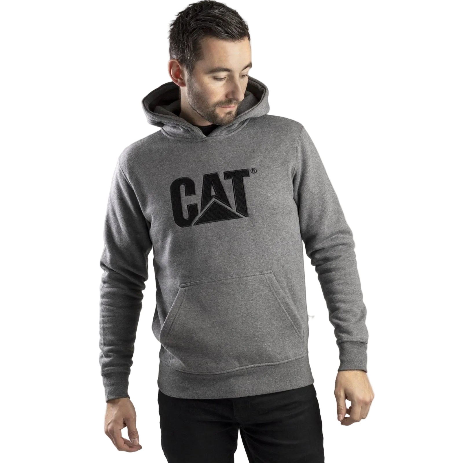 Caterpillar Trademark Cotton Men's Grey Hooded Sweatshirt