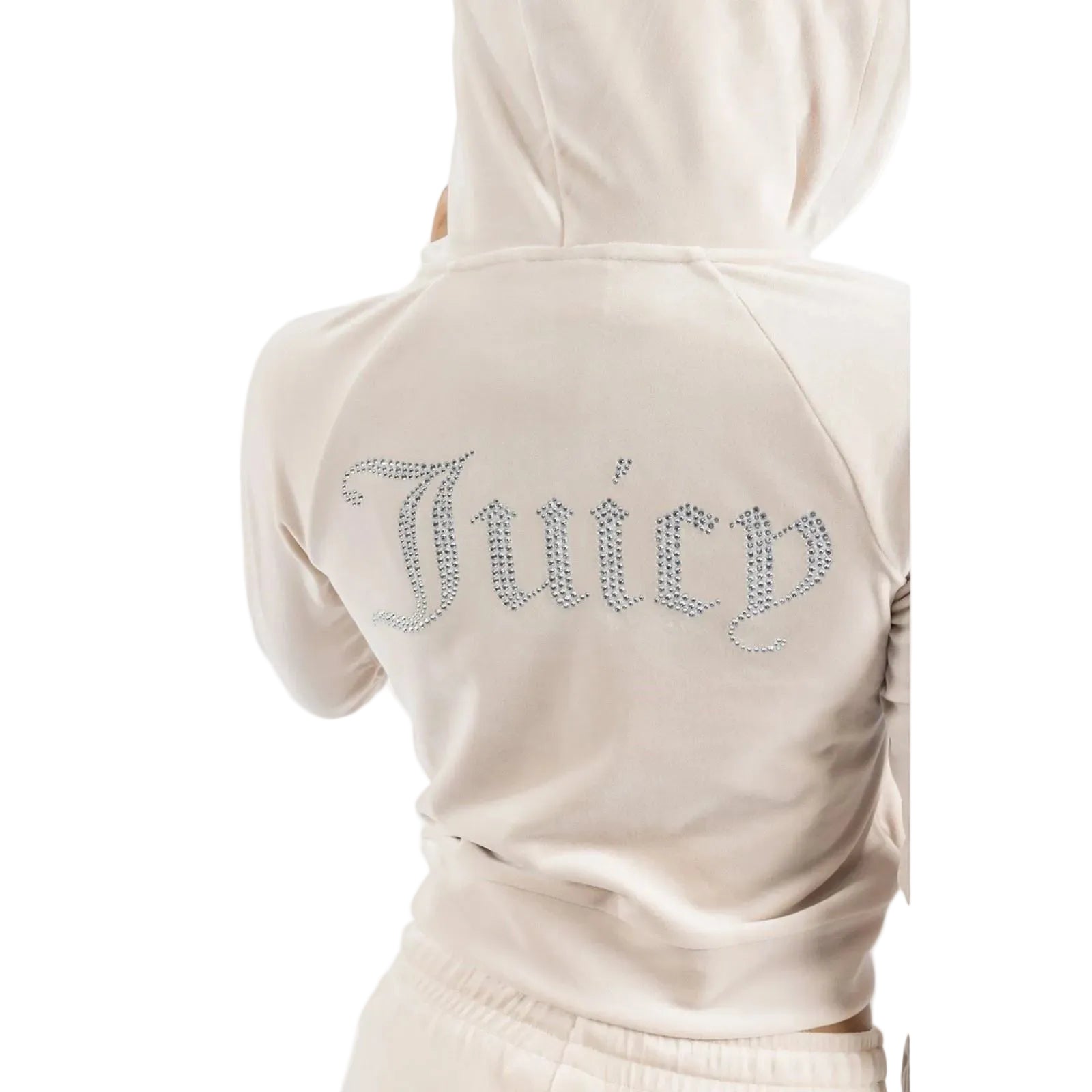 Juicy Couture Classic Velour With Juicy Logo Polyester Women's Tan Hooded Sweatshirt