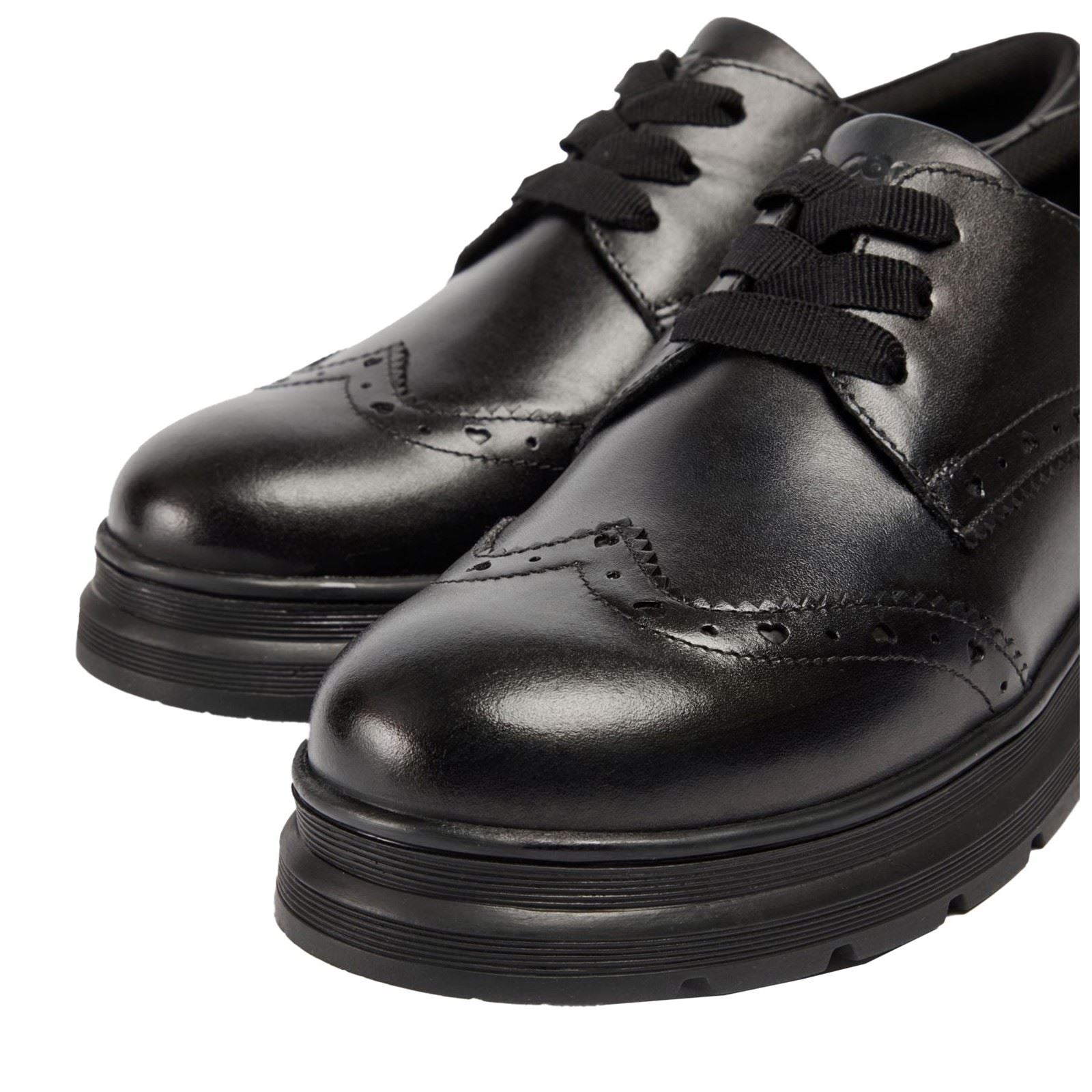Pod Fiona Smooth Leather Youth Girl's Black Brogues