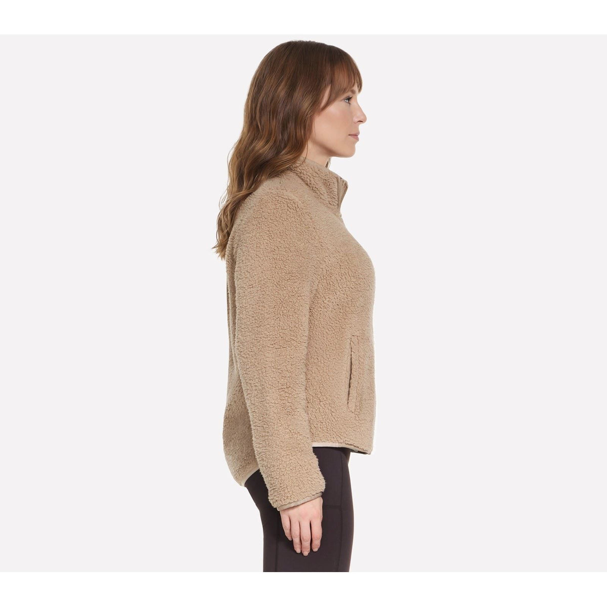 Skechers Skech-Sherpa Jacket Women's Taupe Fleece Jackets