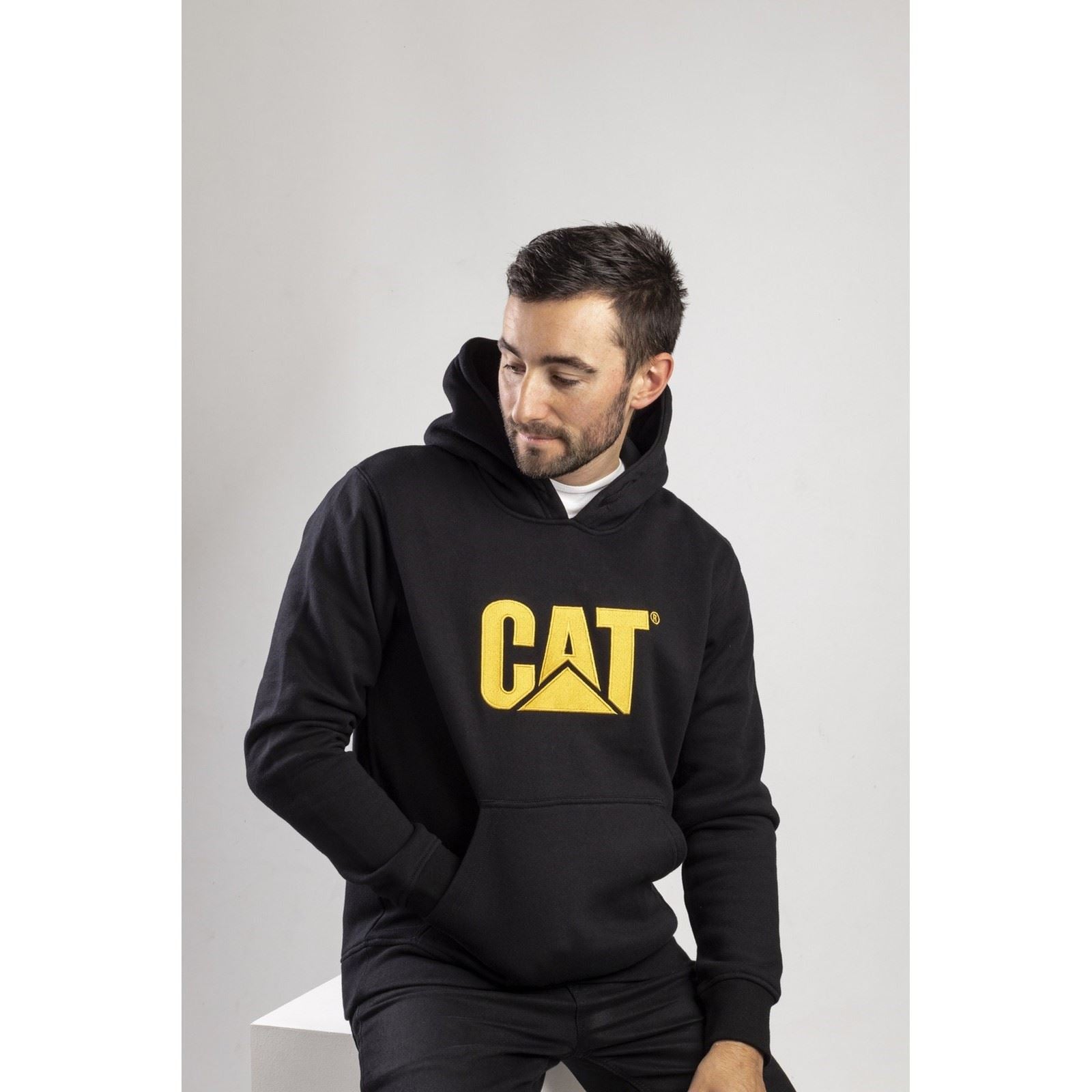 Caterpillar Trademark Cotton Men's Black Hooded Sweatshirt