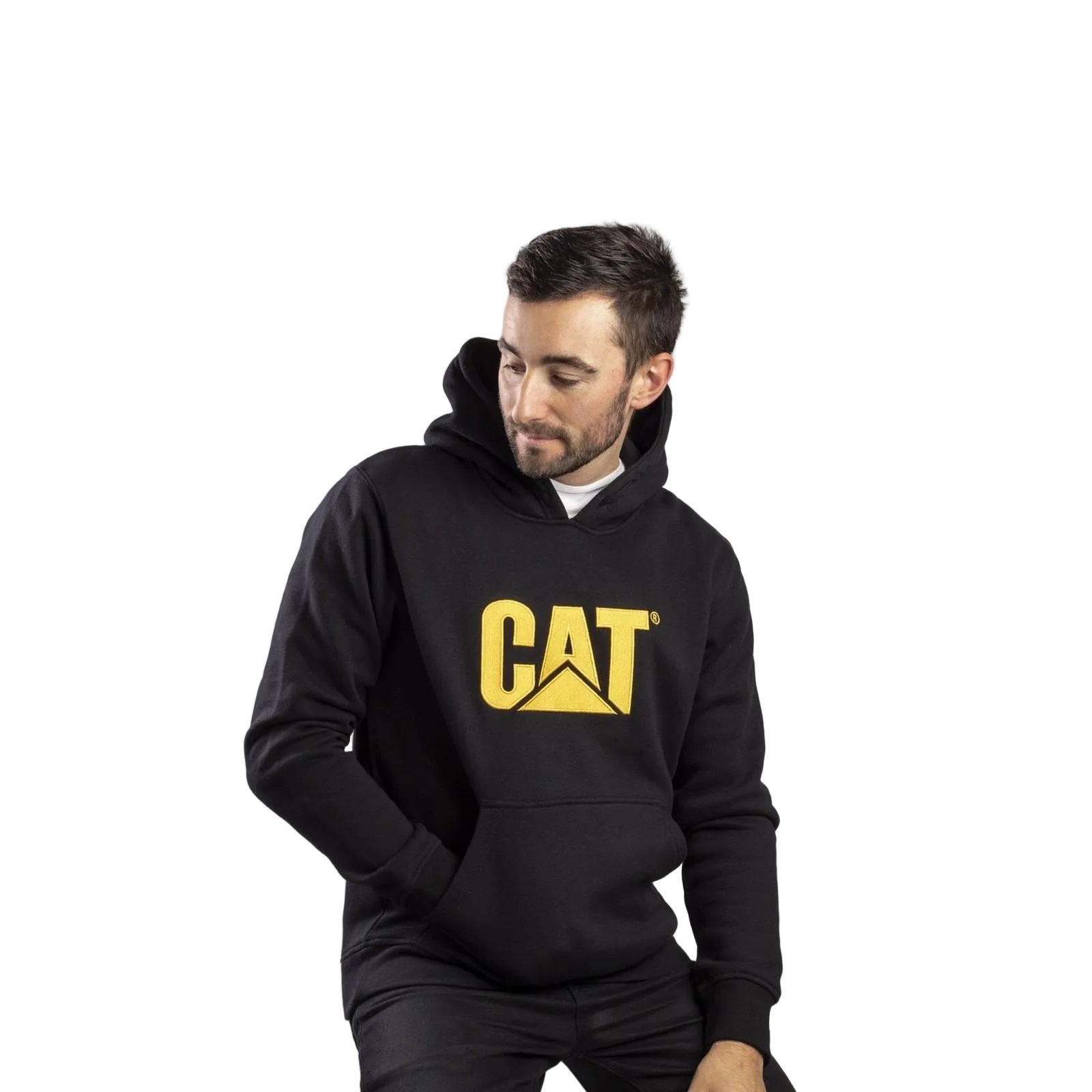 Caterpillar Trademark Cotton Men's Black Hooded Sweatshirt