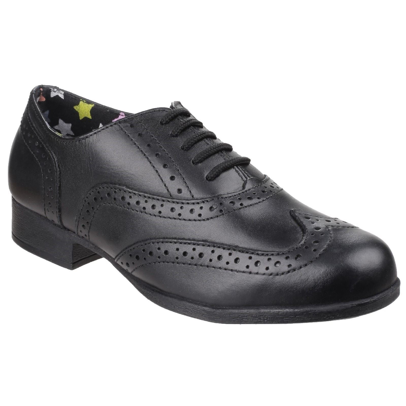 Hush Puppies Kada Youth Girl's Black Leather Brogues