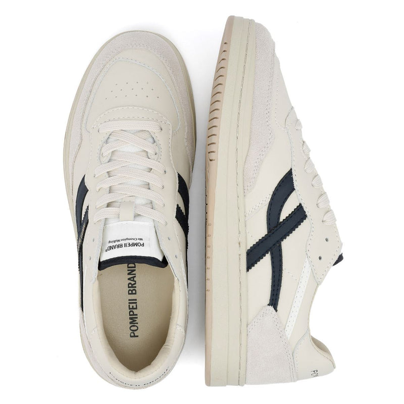 Pompeii Elan Leather Men's Ecru/Navy Trainers