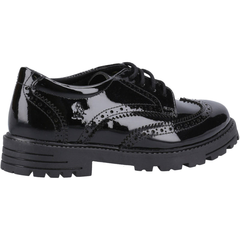 Hush Puppies Maxine Patent Leather Junior Black Brogues