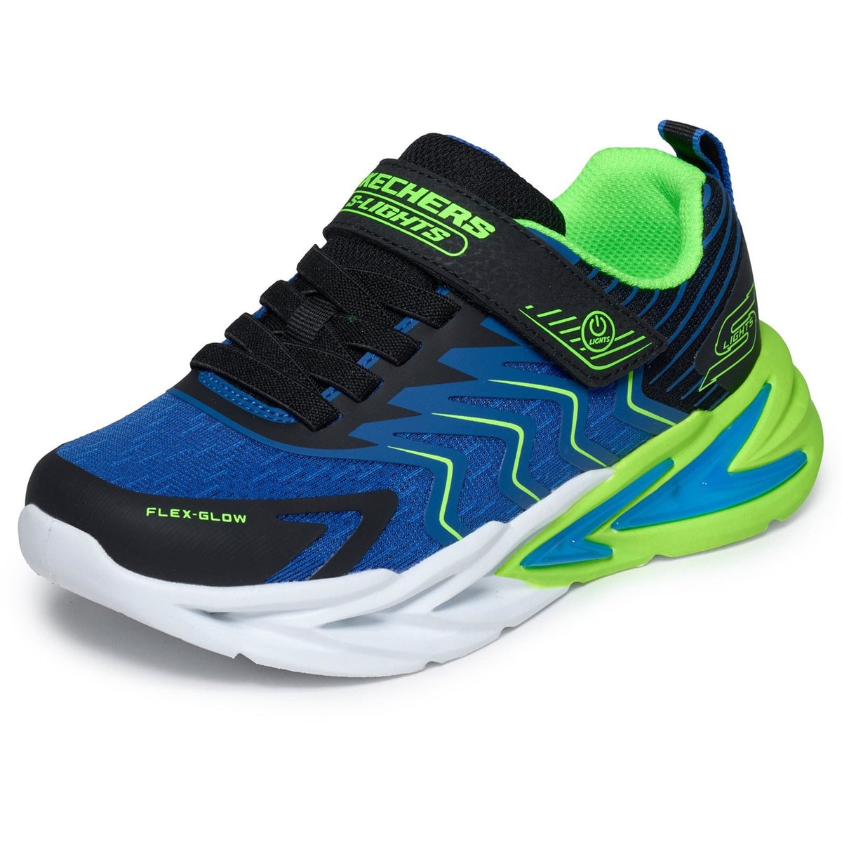 Skechers Flex-Glow Ultra Prism-Pacer Black & Blue/Lime Trainers