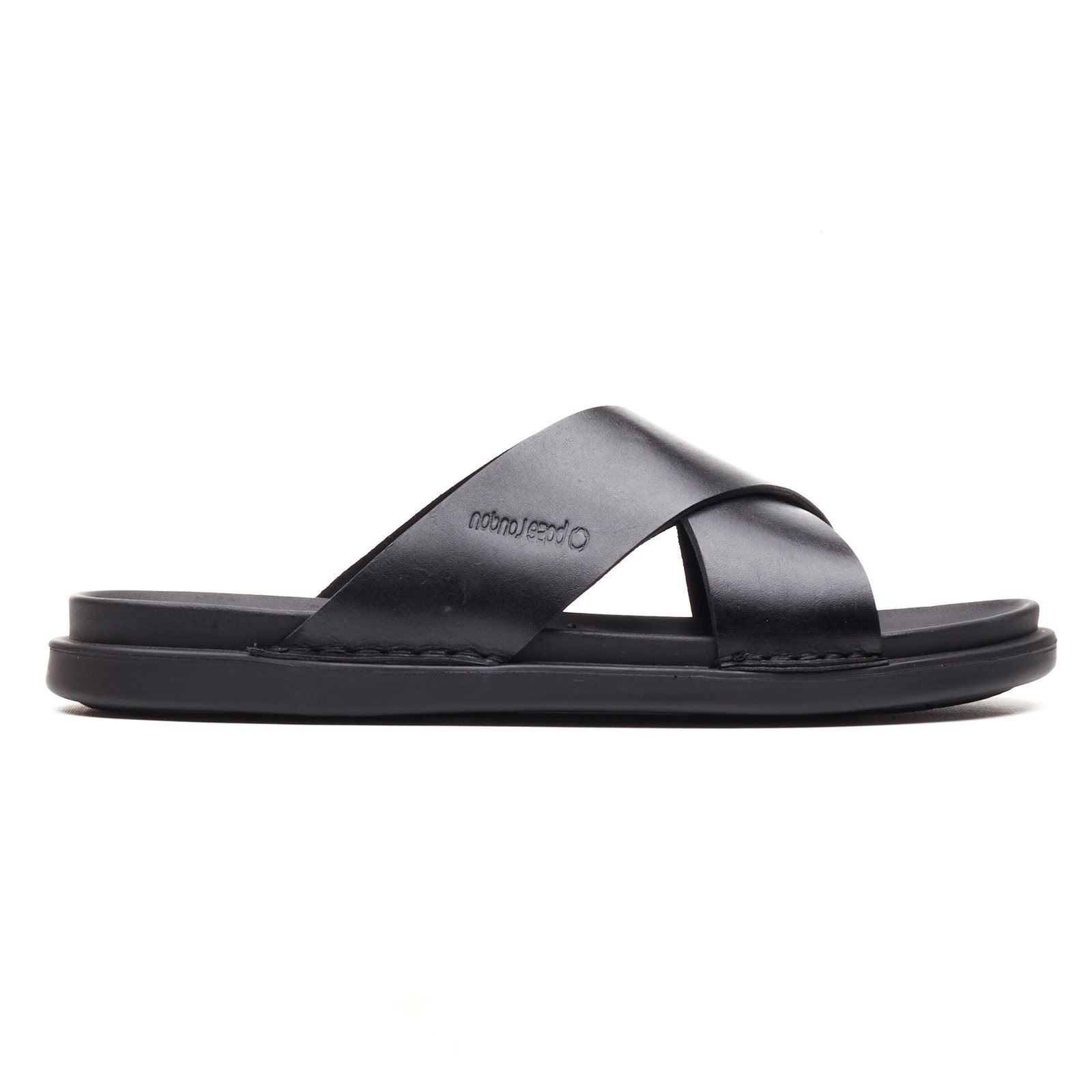 Base London Drift Leather Men's Black Sandals