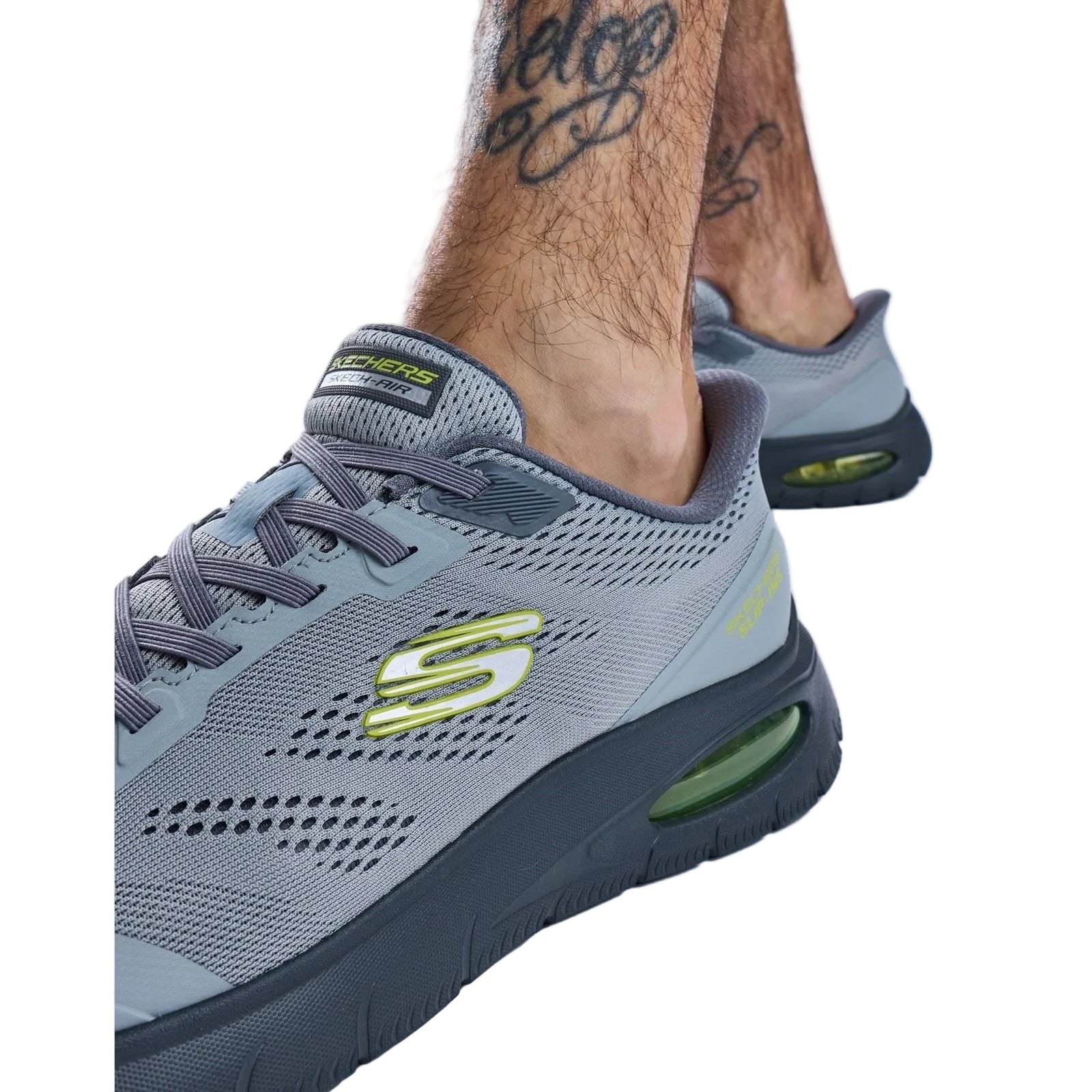 Skechers Skech-Air Summits Textile Men's Charcoal/Lime Trainers