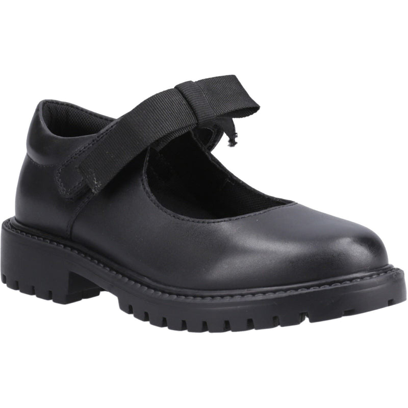 Hush Puppies Astrid Bow Leather Youth Girl's Black Shoes