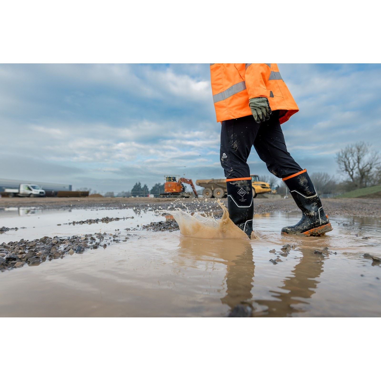 Muck Boots Grit S5 Rubber Women's Black/Orange Wellington Boots