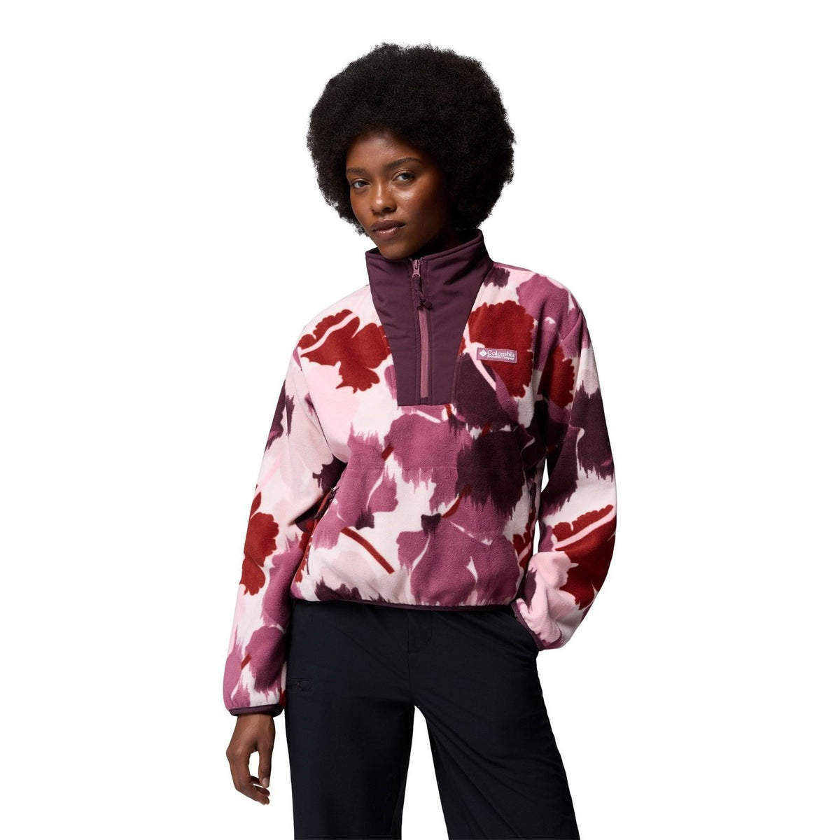 Columbia Sequoia Grove II Printed Half Zip Polyester Women's Purple Fleece Pullover