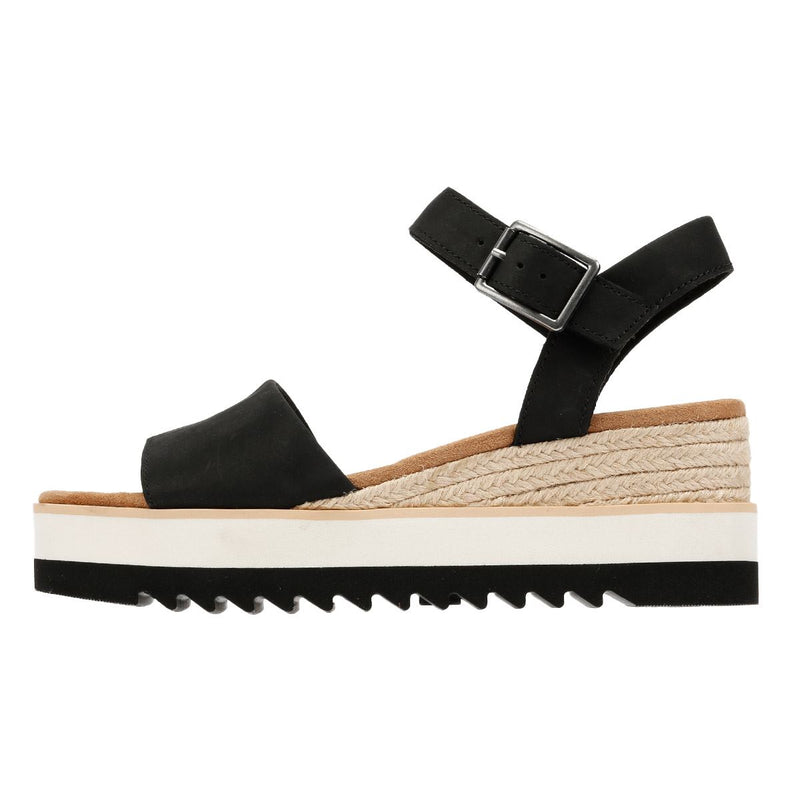 TOMS Diana Leather Women's Black Sandal Wedges