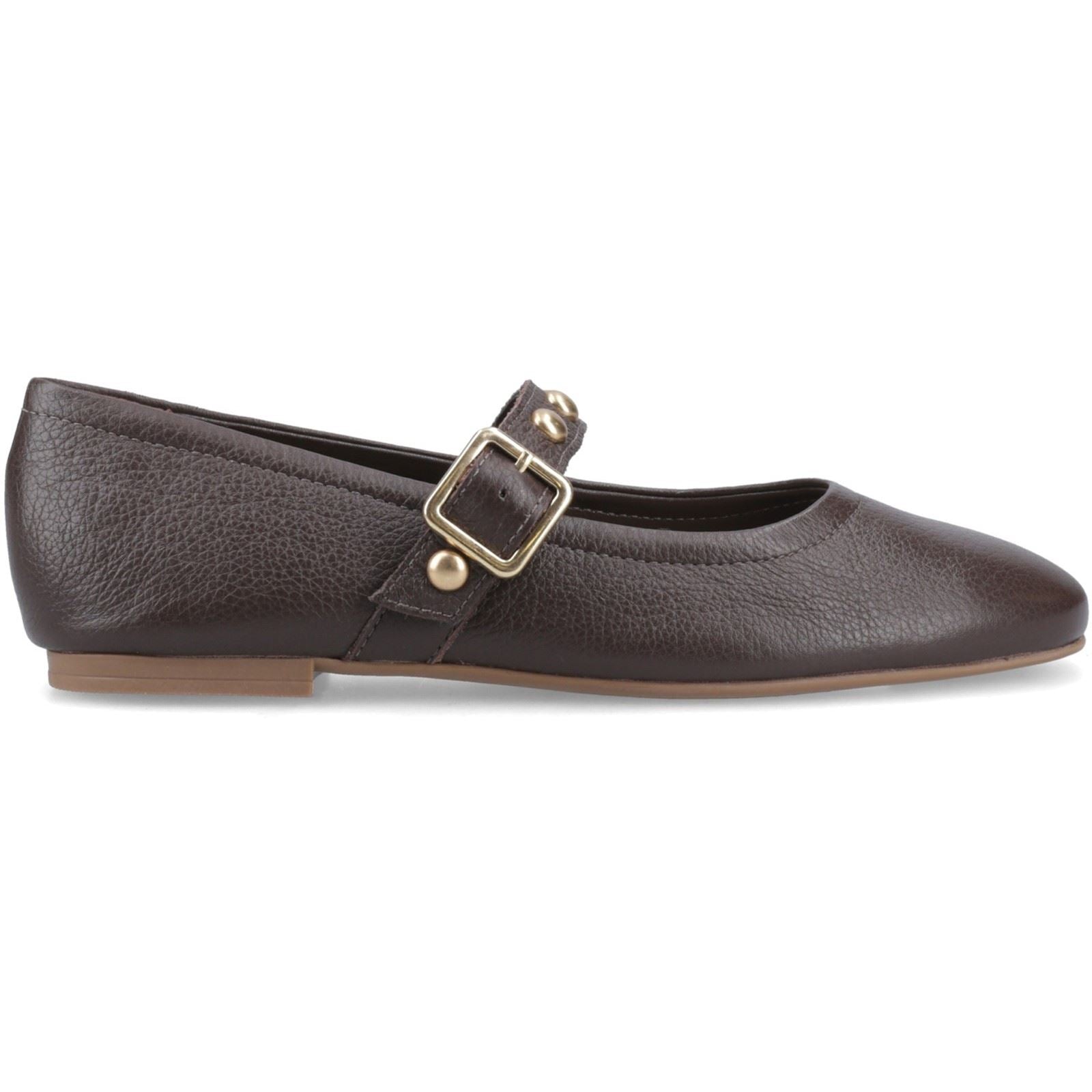 Hush Puppies Charlene Stud Ballerina Leather Women's Chocolate Flats