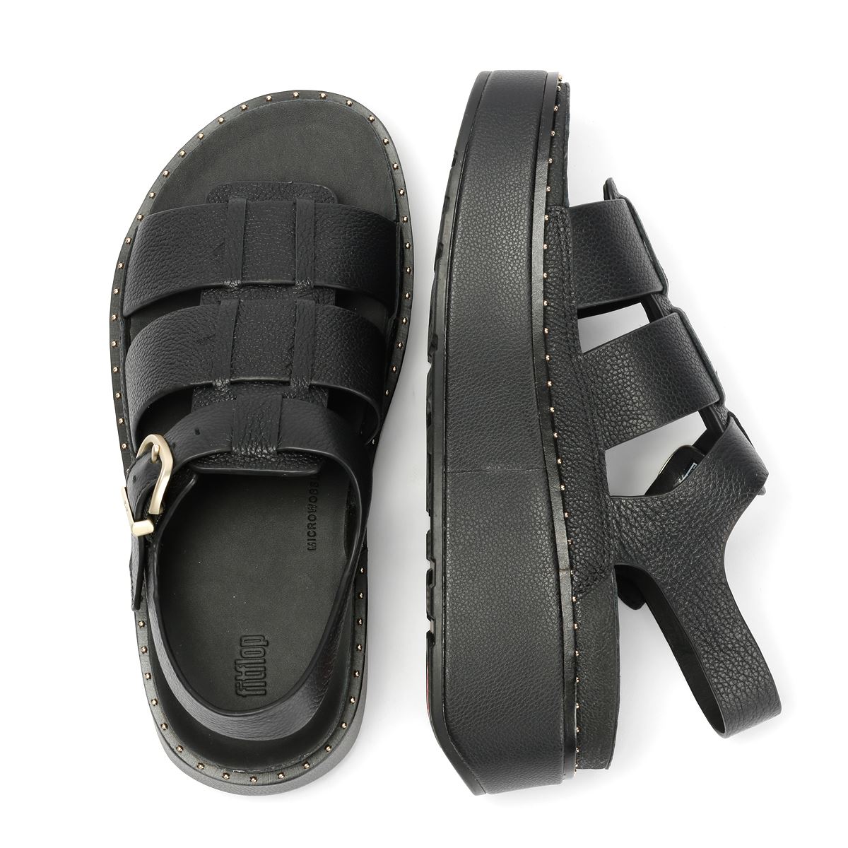 FitFlop GEN-FF Max Fisherman Tumbled Leather Women's Black Sandals